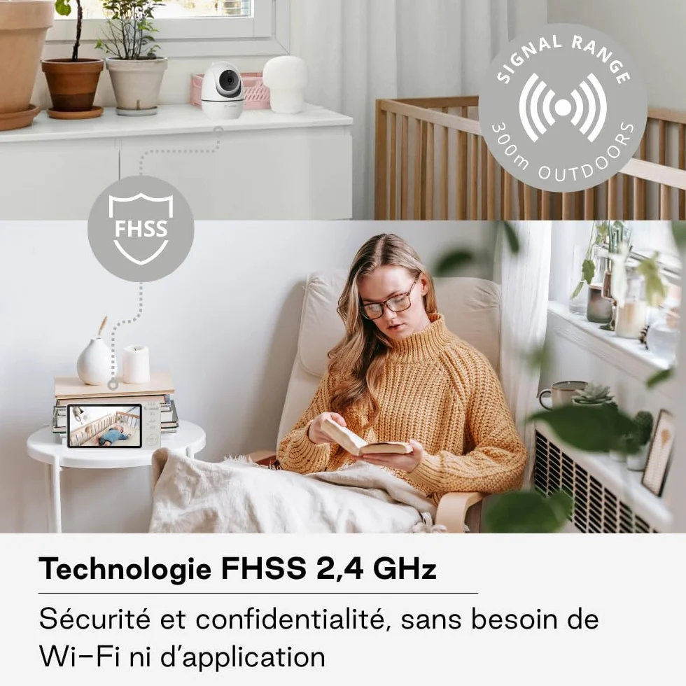 Jané Eye Pro Baby Monitor, Écran 5", Caméra Rotative, Inclinaison Motorisée, Vision Nocturne, Audio Bidirectionnel
