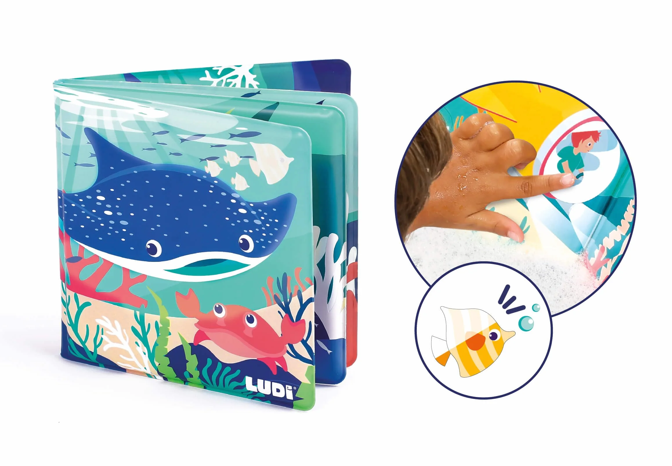 Ludi Livre De Bain Magique 12 Animaux Marins Et Coraux Découverte Motricité Fine Réflexion Thème Marin Dès 10 Mois