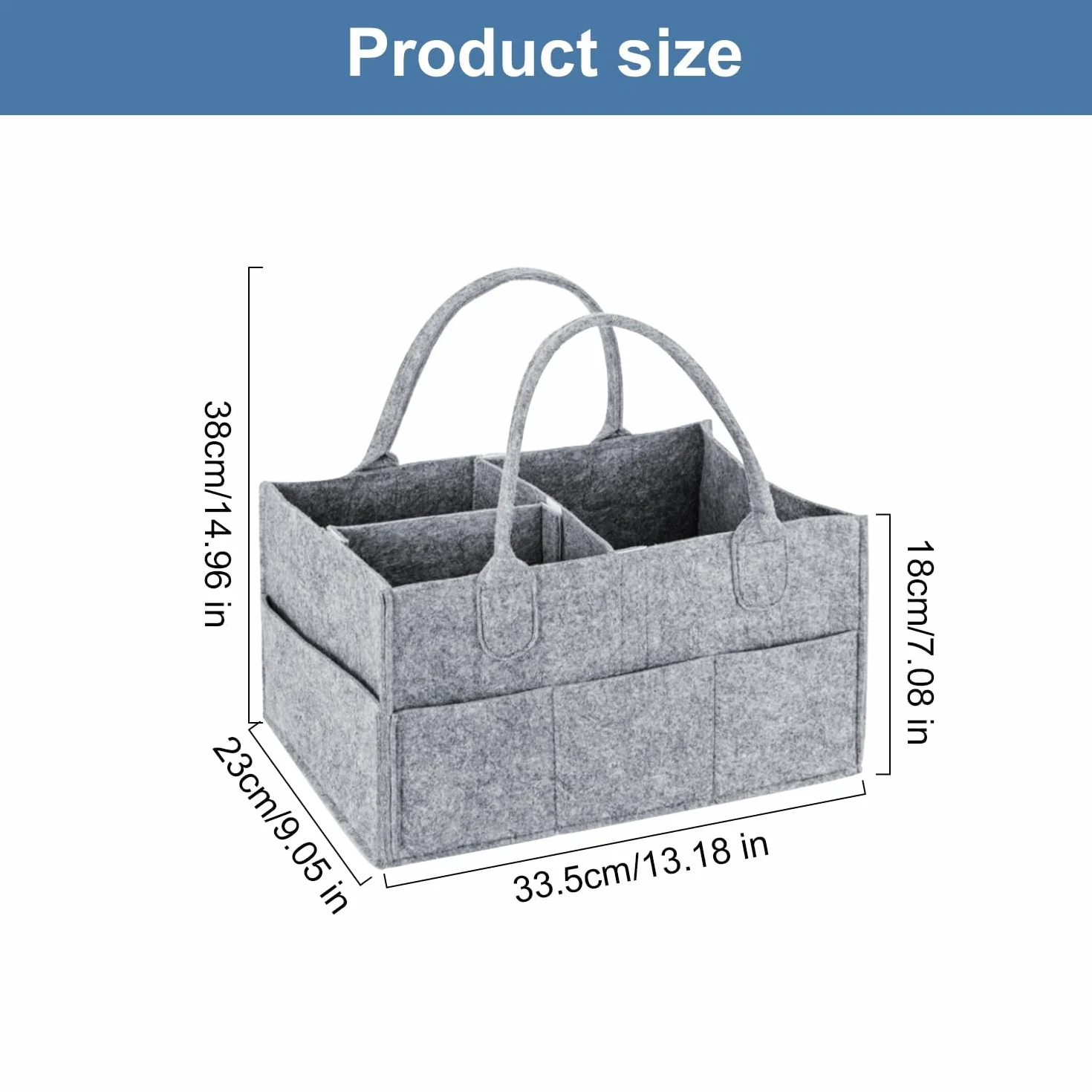 Organisateur de Rangement Pliable en Feutre avec Poignées Panier Multifonction