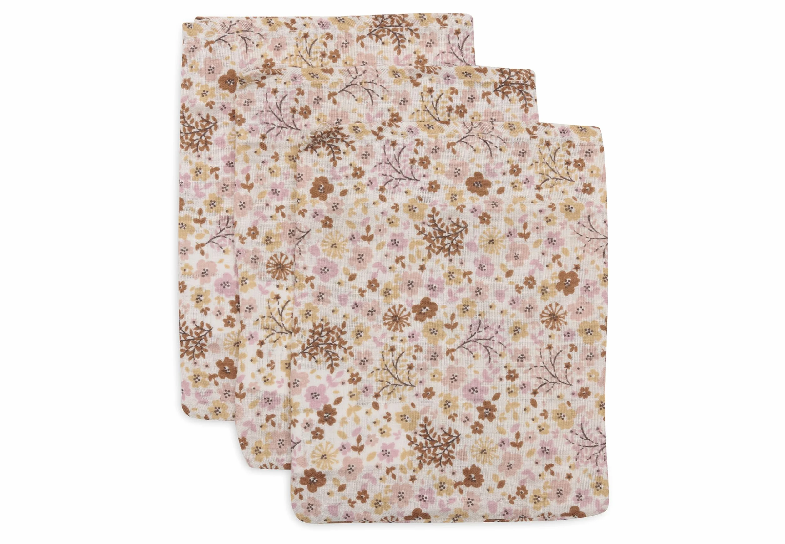 Jollein Gants de Toilette Bébé Flower Fairies Lot de 3 15x20 cm Mousseline 100% Coton OEKO-TEX