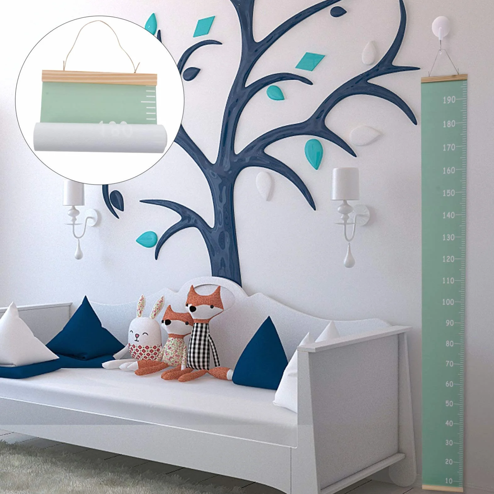 Toise De Croissance En Bois Pour Enfants Sticker Mural Animaux Règle De Taille Garçons Filles