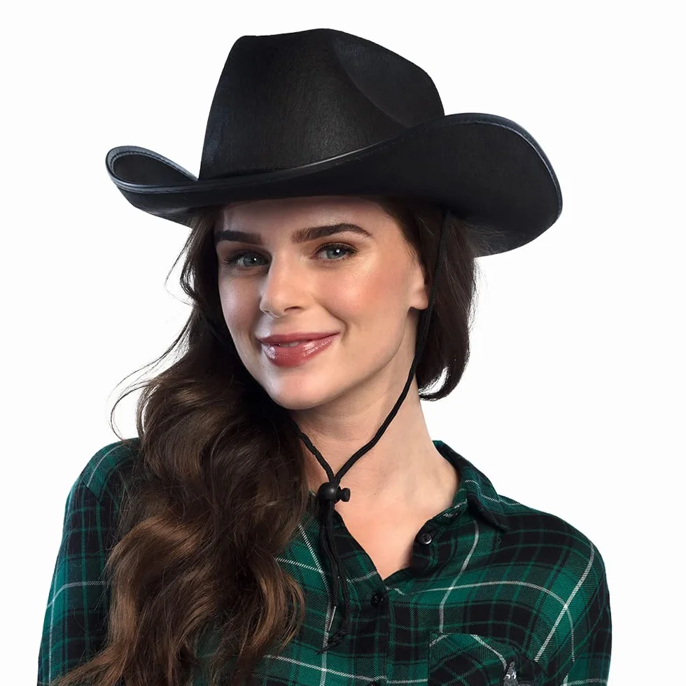 Chapeau de Cow-Boy pour Adulte, Couvre-Chef Costume Shérif Cavalier Rodeo Wild West Carnaval