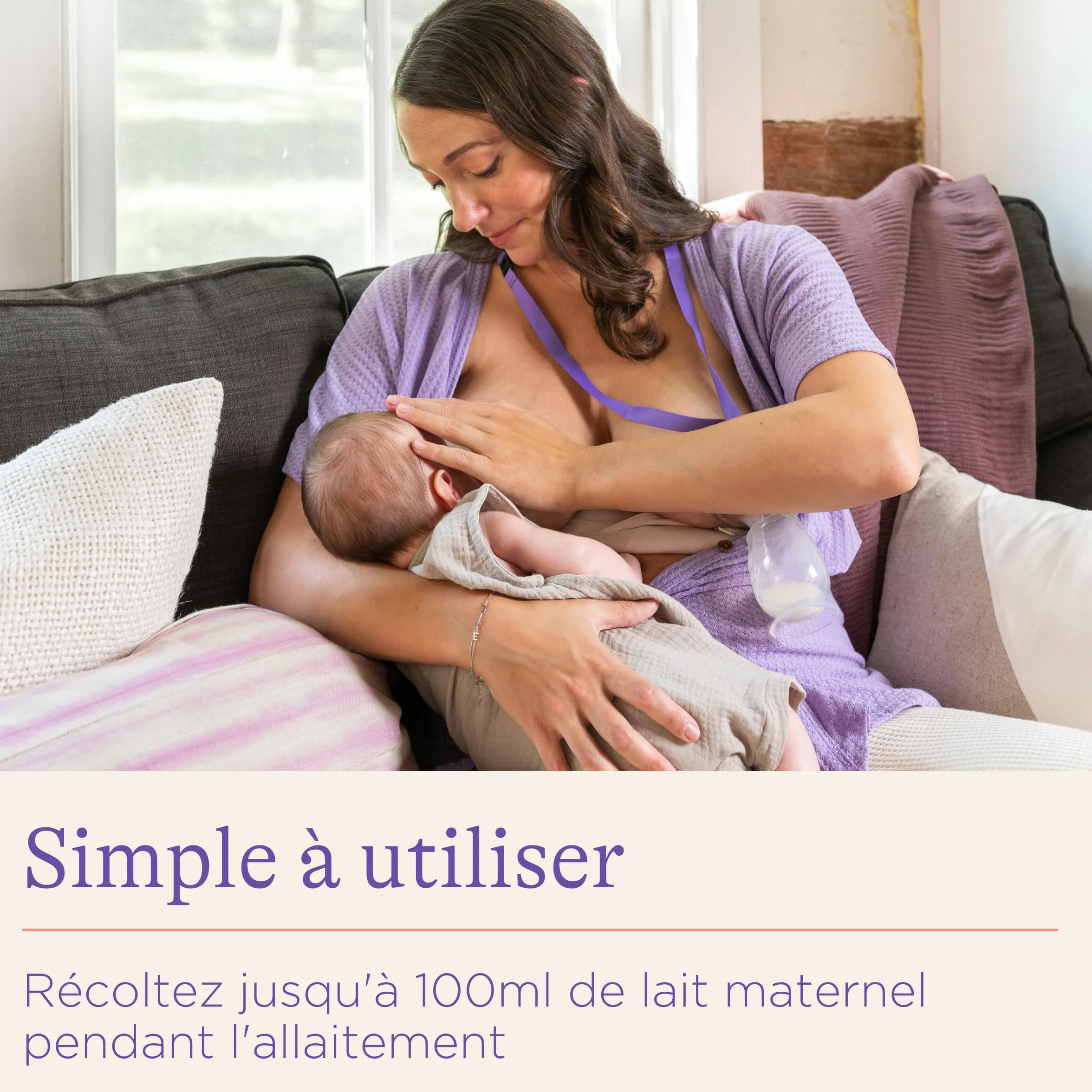 Lansinoh Tire-lait Manuel en Silicone Sans BPA – Léger, Portable, Collecteur de Lait Maternel
