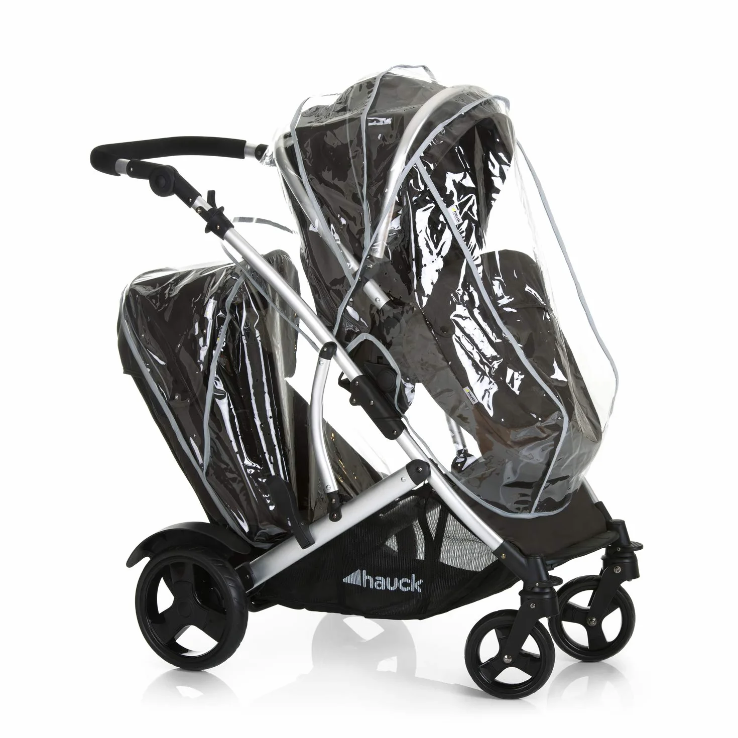 hauck Poussette Double Duett 2 Réversible Pliable Maxi 36 kg Inclus Habillage Pluie Forest Noir