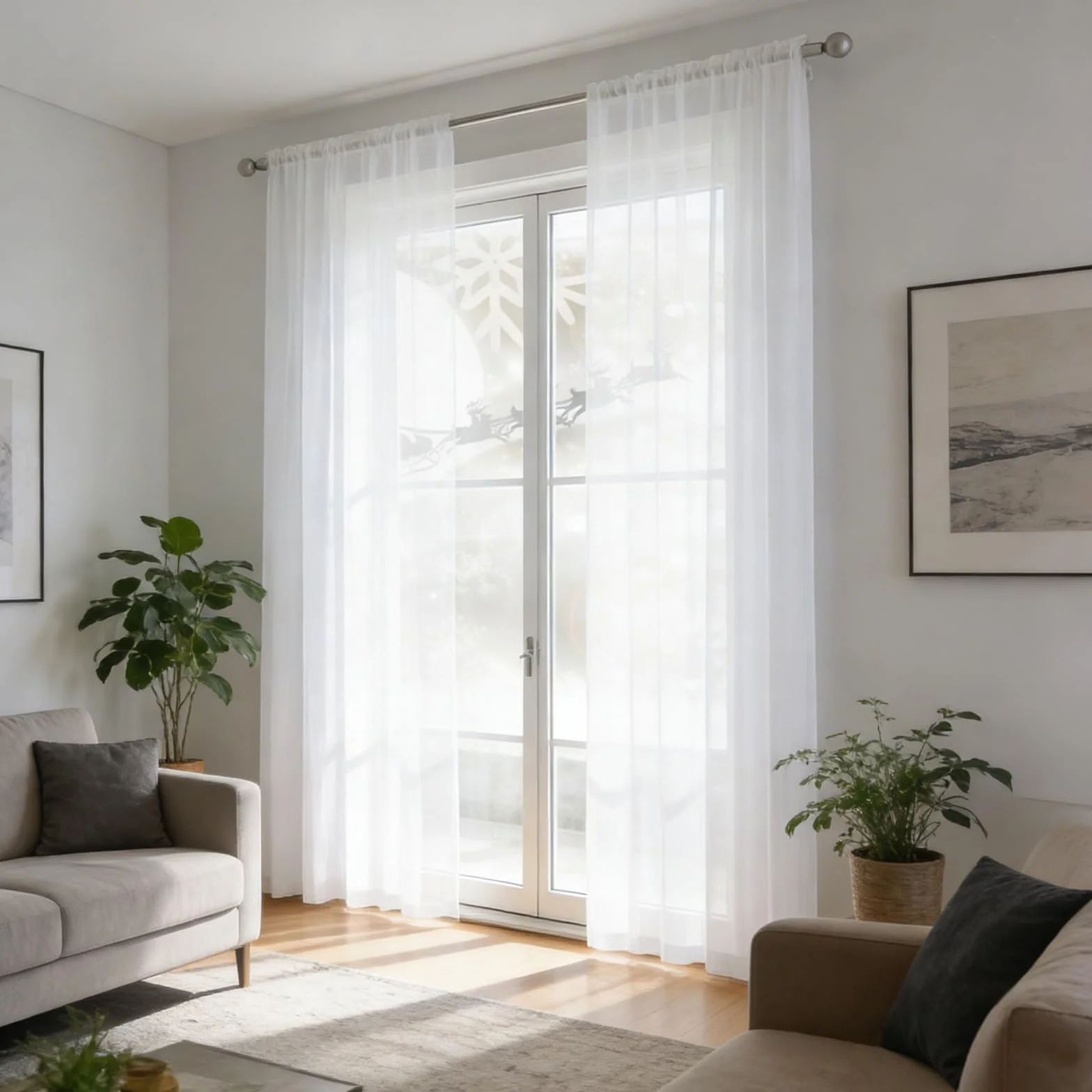 LONGCAO Rideaux Transparents 100 x 120 cm Lin Décorations Vitrée Chambre Blanc