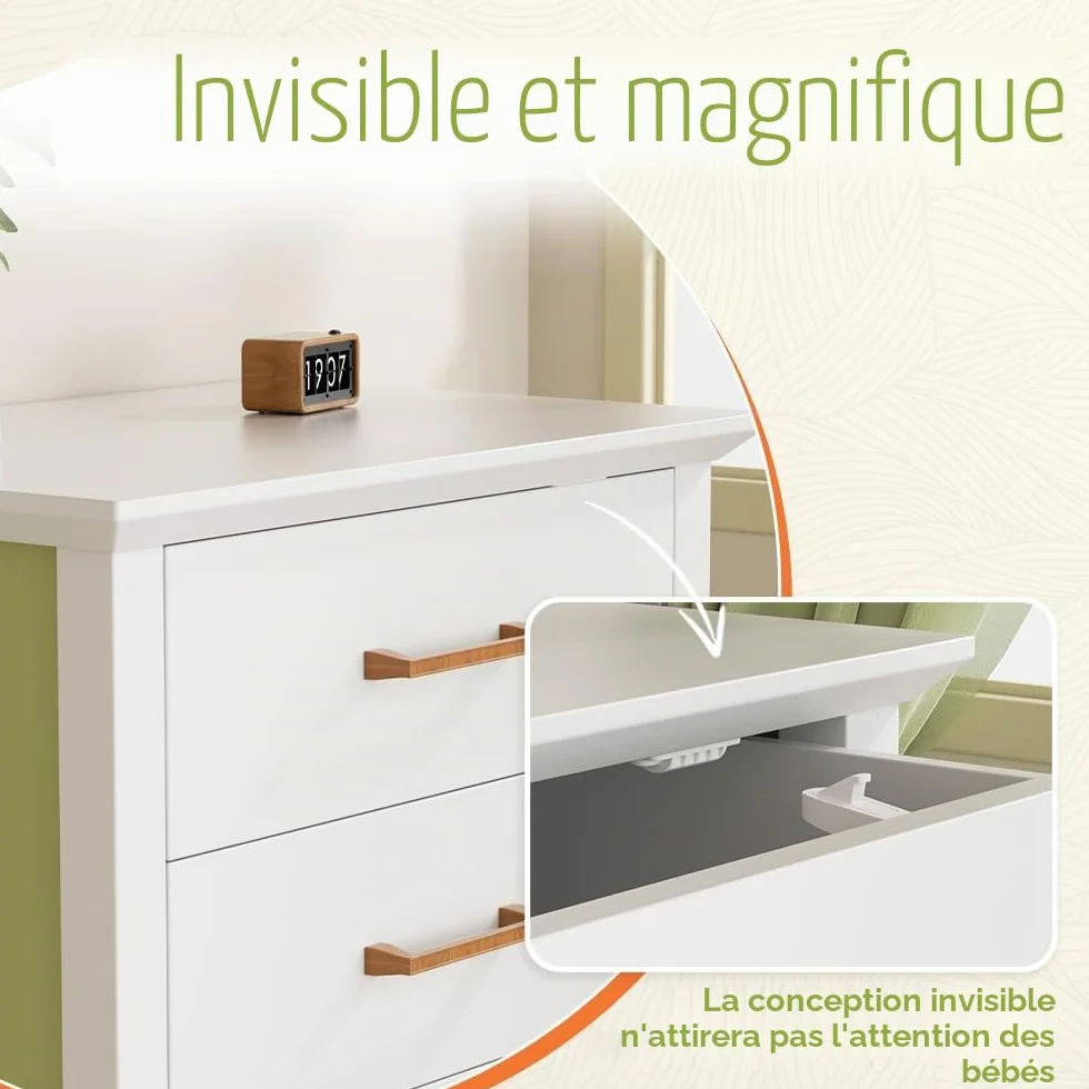 SAFELON 12 Pièces Serrures d’armoire de sécurité pour bébé à l’épreuve des enfants avec vis (Blanc)