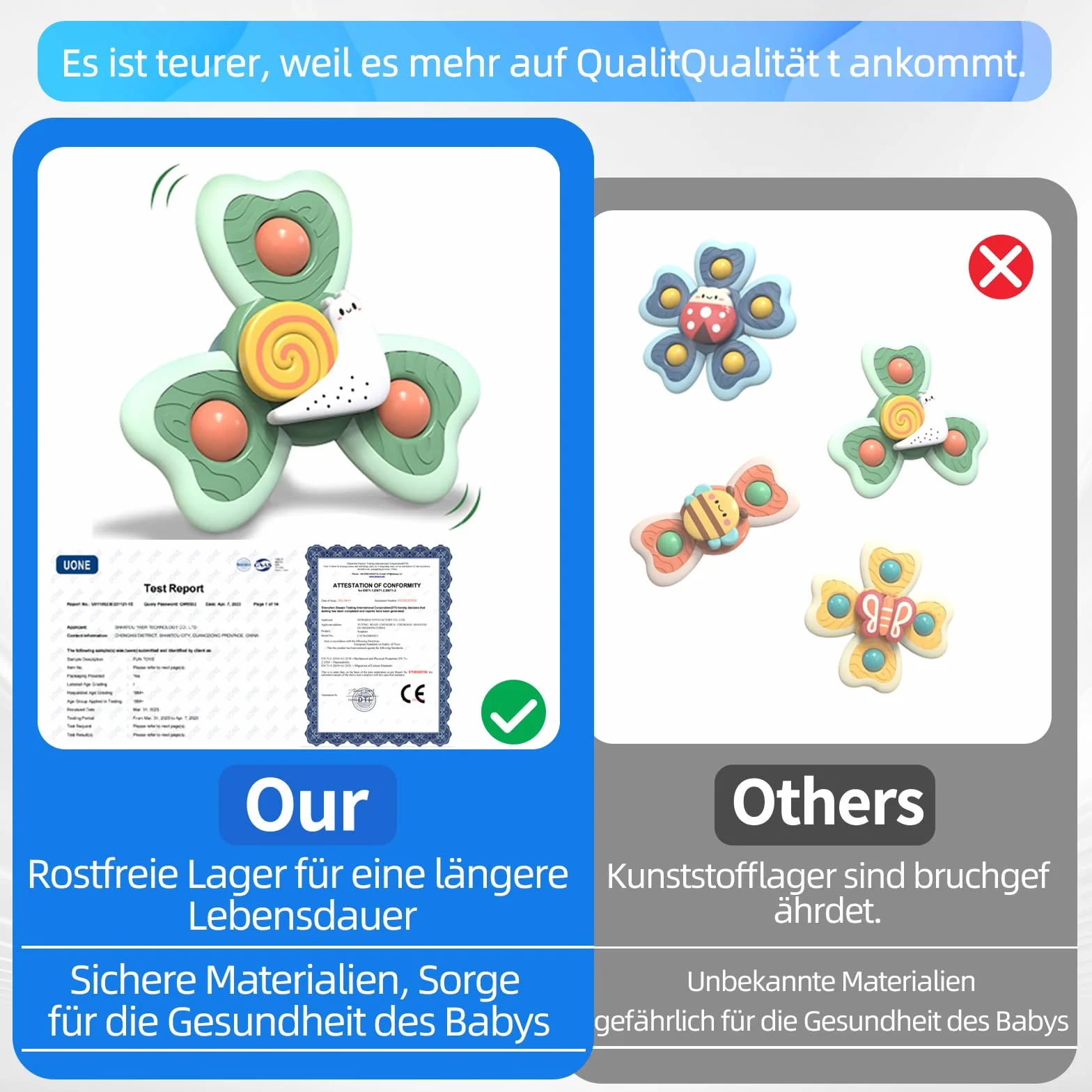 Spinner Bébé Ventouse Jouet Bain Bébé sans BPA Imperméable Jeux Sensoriel Filles Garçons