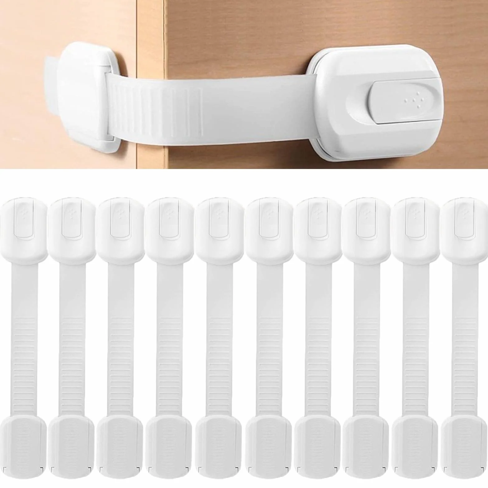 Lot de 10 Sécurité enfant pour armoire bébé - Auto-adhésif serrure sans perçage
