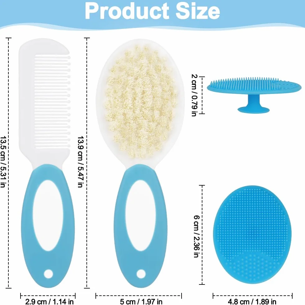 Ensemble Brosse à Cheveux Bébé Poils Naturels Doux Manche Antidérapant 3 Pièces