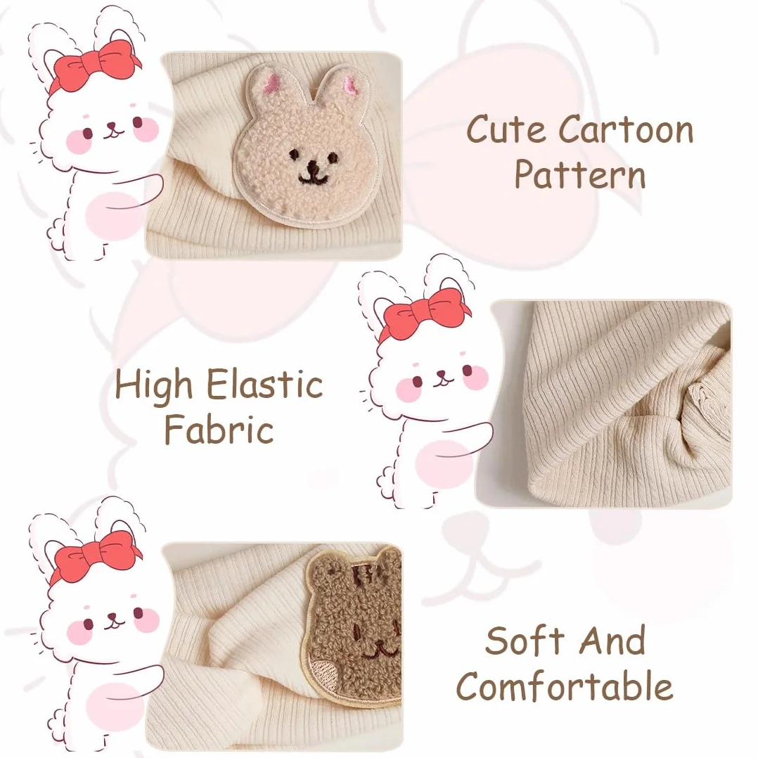 Baby Stirnband Blumen beige Eichhörnchen Kaninchen Kreuz gestrickt weich elastisch Mädchen