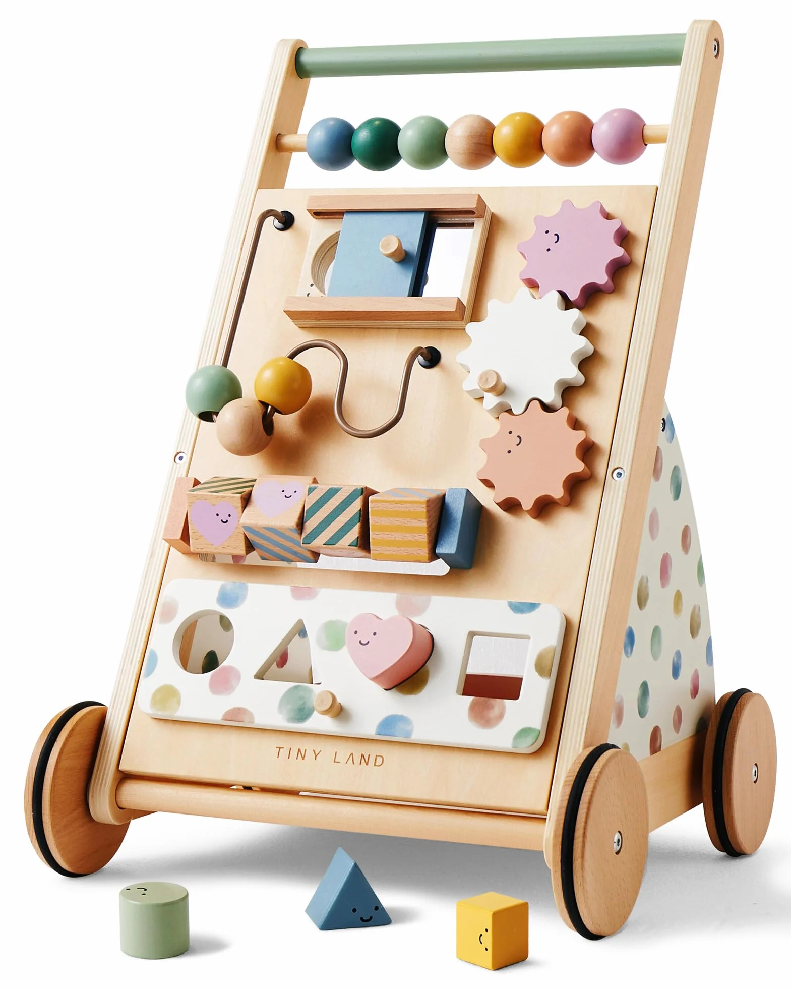 Tiny Land Trotteur en bois pour bébé - Aide à la marche avec vitesse réglable - Déambulateur et centre d'activité