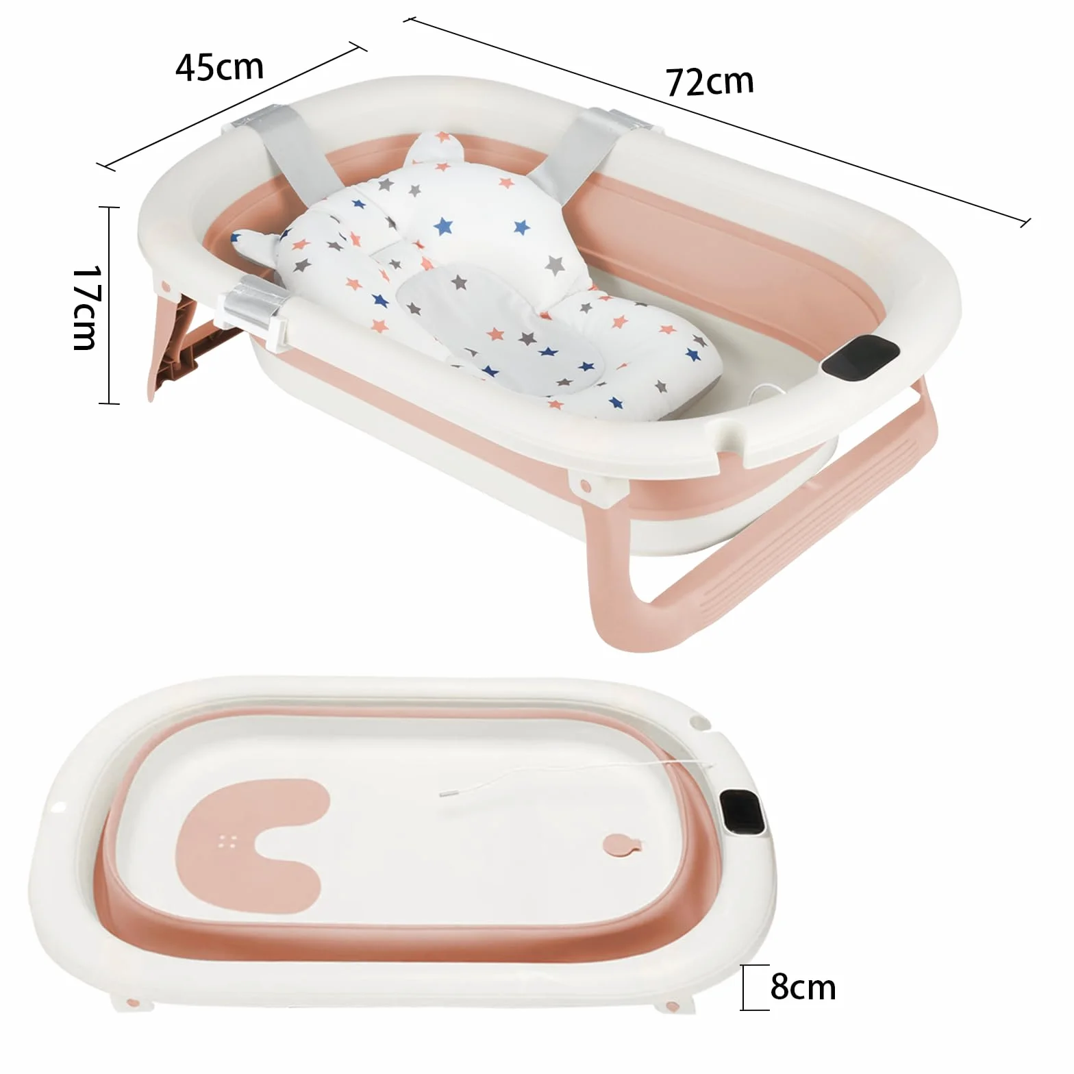 Baignoire Bébé Pliable avec Thermomètre 0-36 Mois