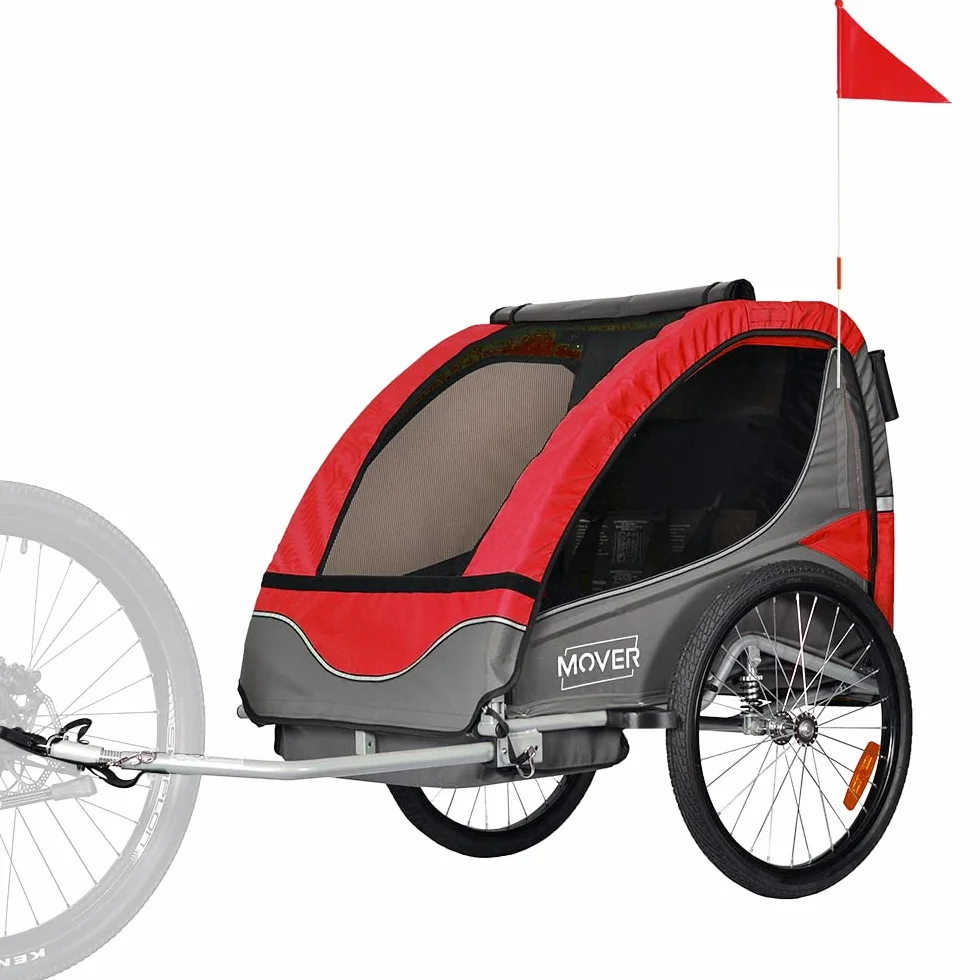 PAPILIOSHOP Remorque Vélo pour Enfants Pliable Tout-Terrain 1 ou 2 Enfants Rouge