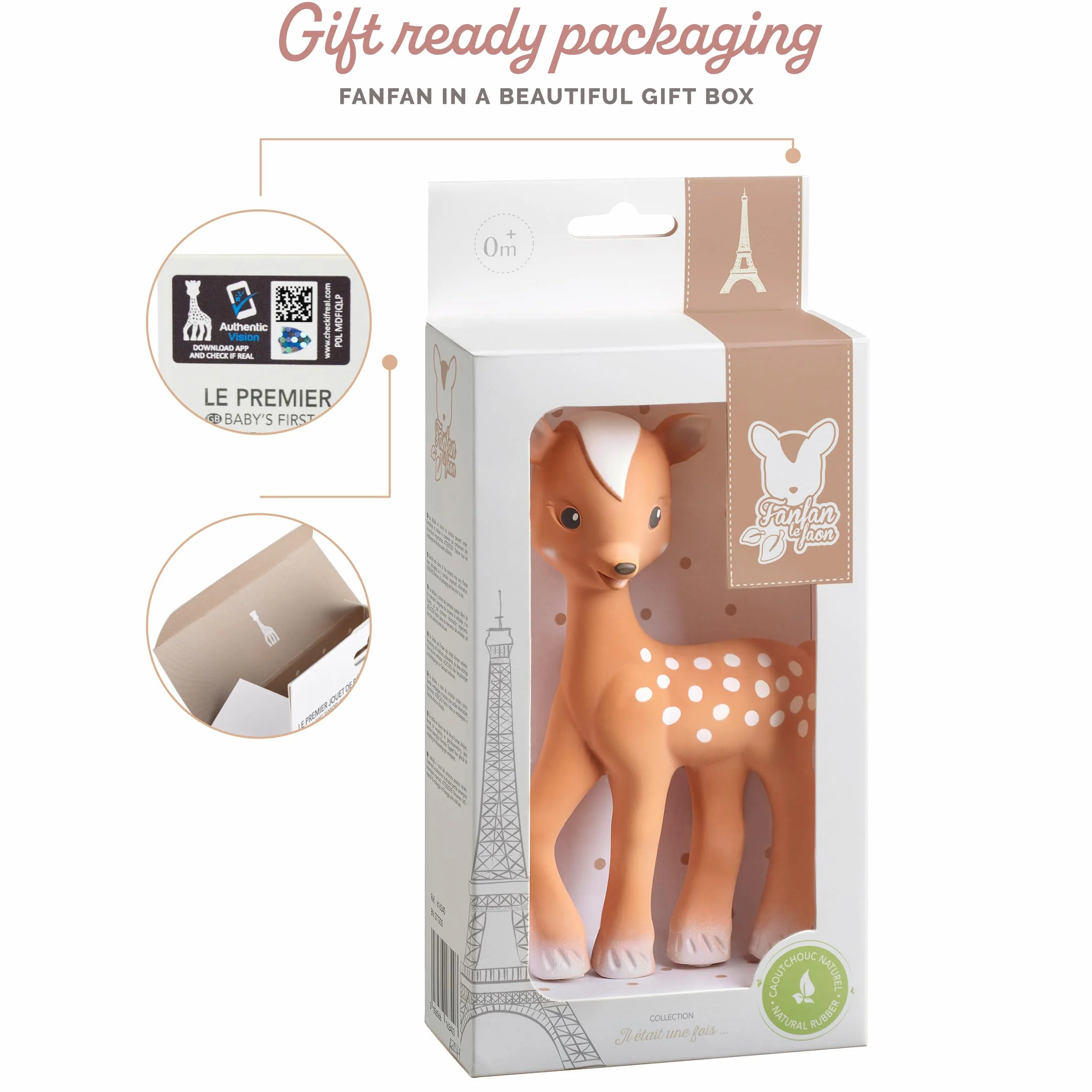 Sophie la Girafe Fanfan le Faon Jouet d'Eveil Bébé Coffret Cadeau 100% Caoutchouc Naturel