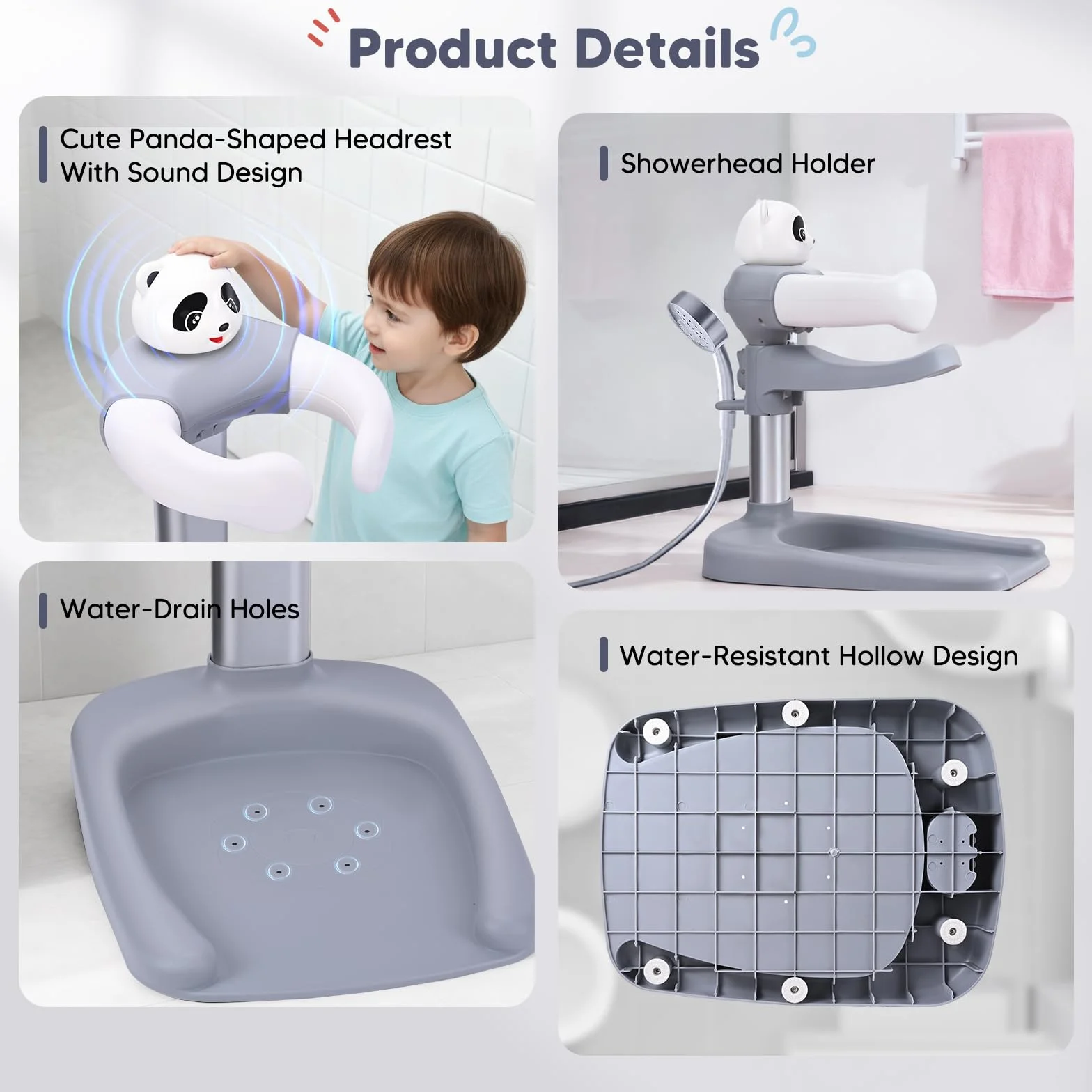 Bebe Debout Support de Bain Bébé Base Antidérapante Anti-pincement Tour Baignoire Réglable