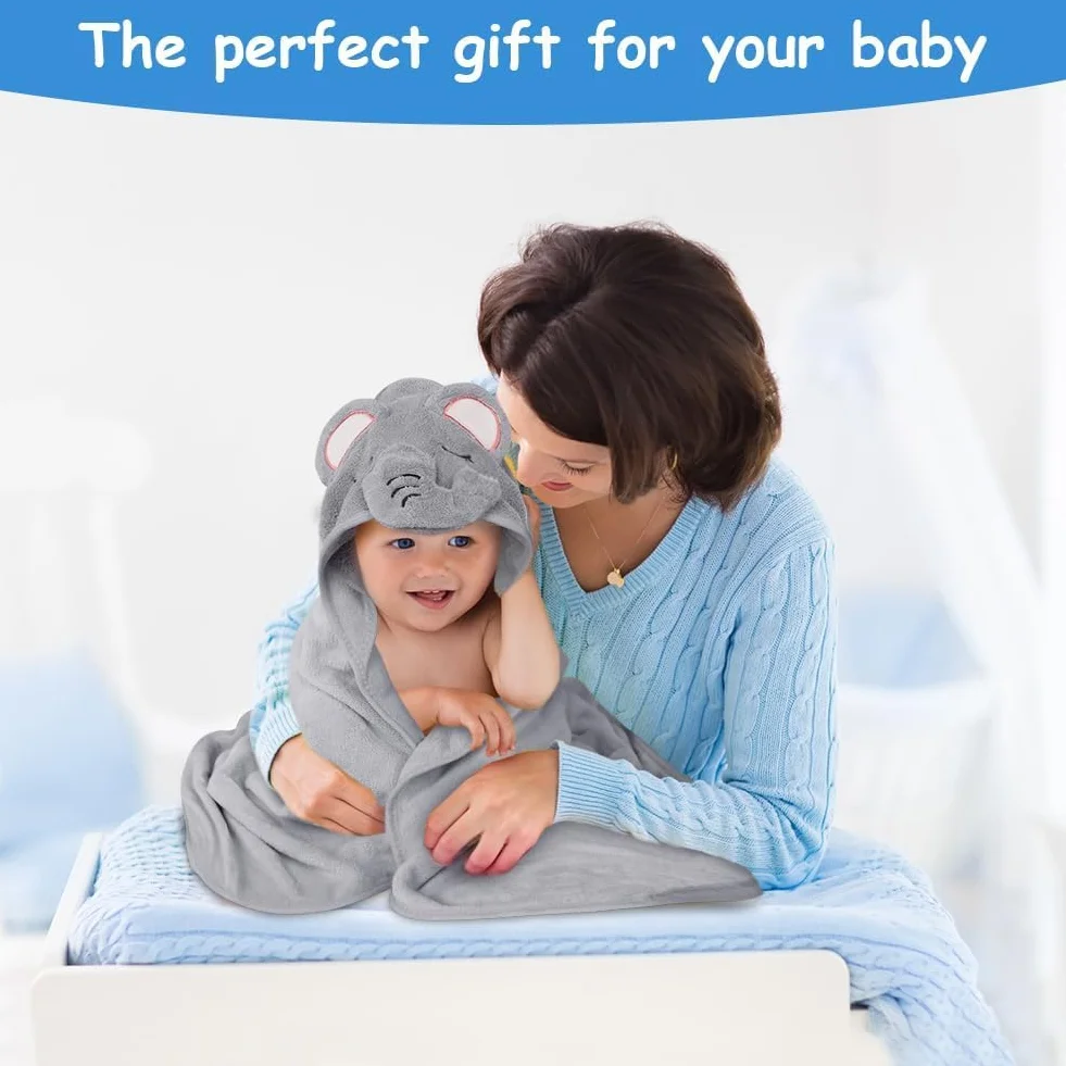 Serviette de Bain Capuche Douces Absorption Forte 3 Pièces Cape de Bain Piscine