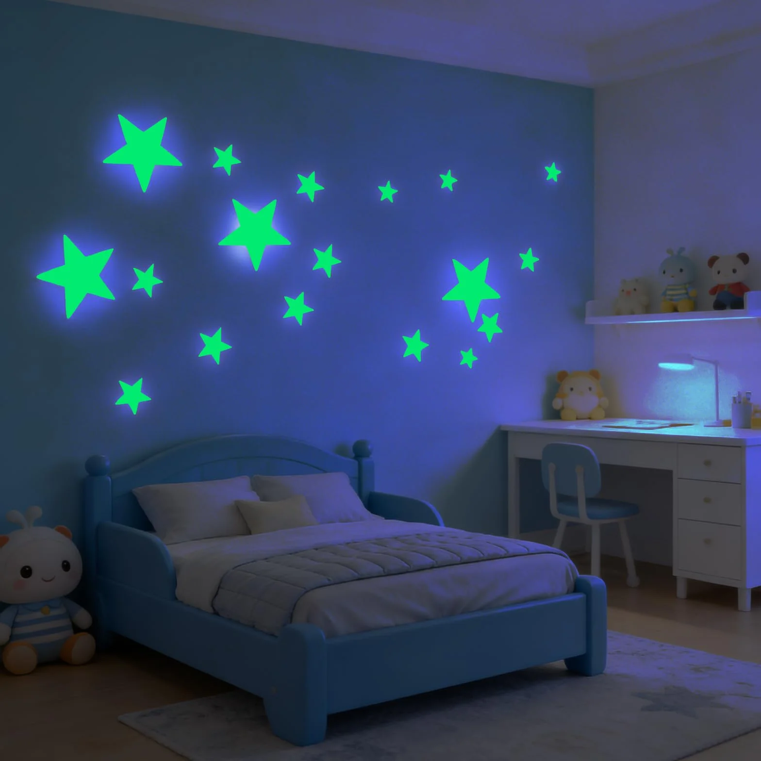 Étoiles Phosphorescentes Autocollantes 3 Tailles PET Décoration Chambre Enfant