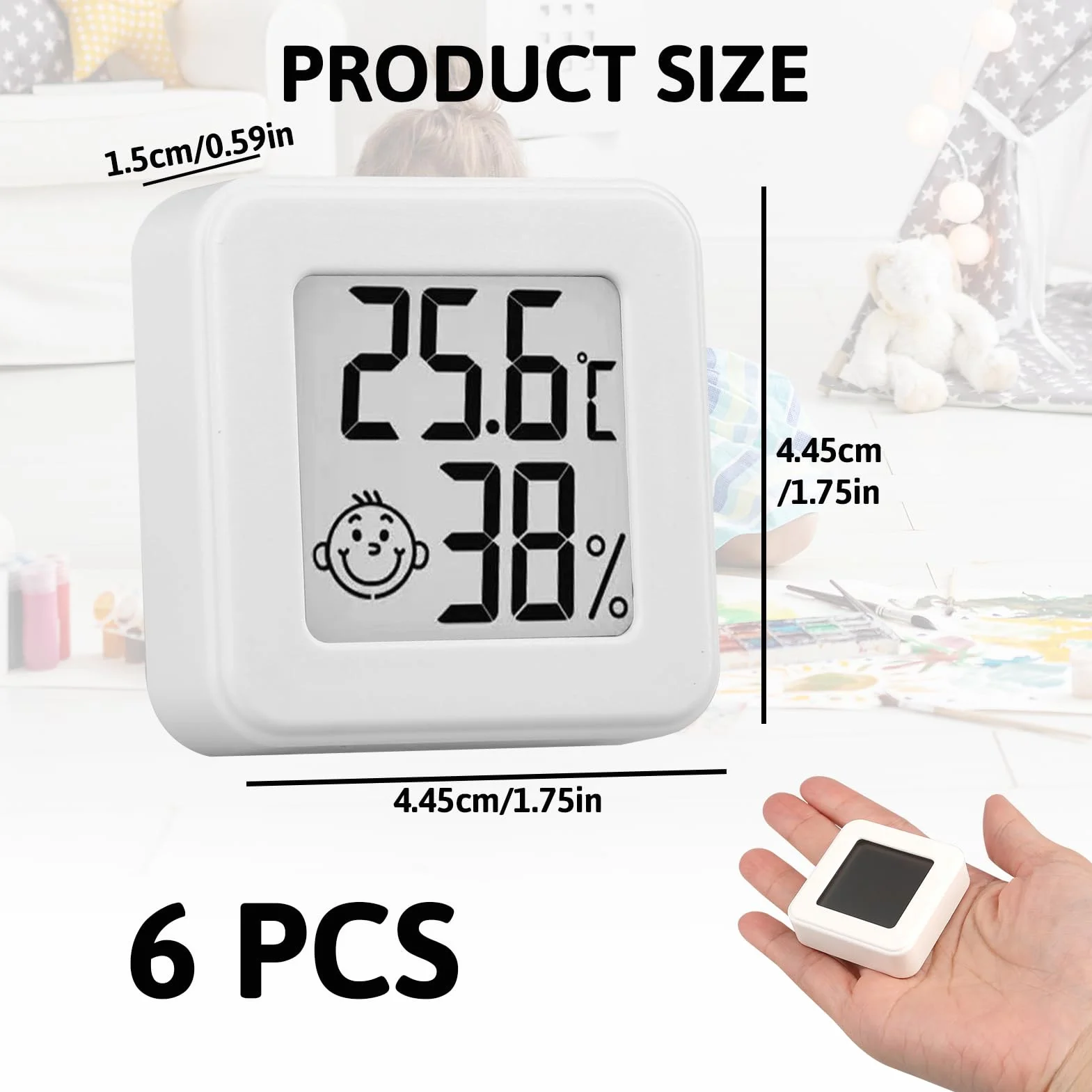 Thermomètre Hygromètre Intérieur Numérique Lot de 6, Mini Thermomètre Digital Haute Précision, Moniteur Température Humidité