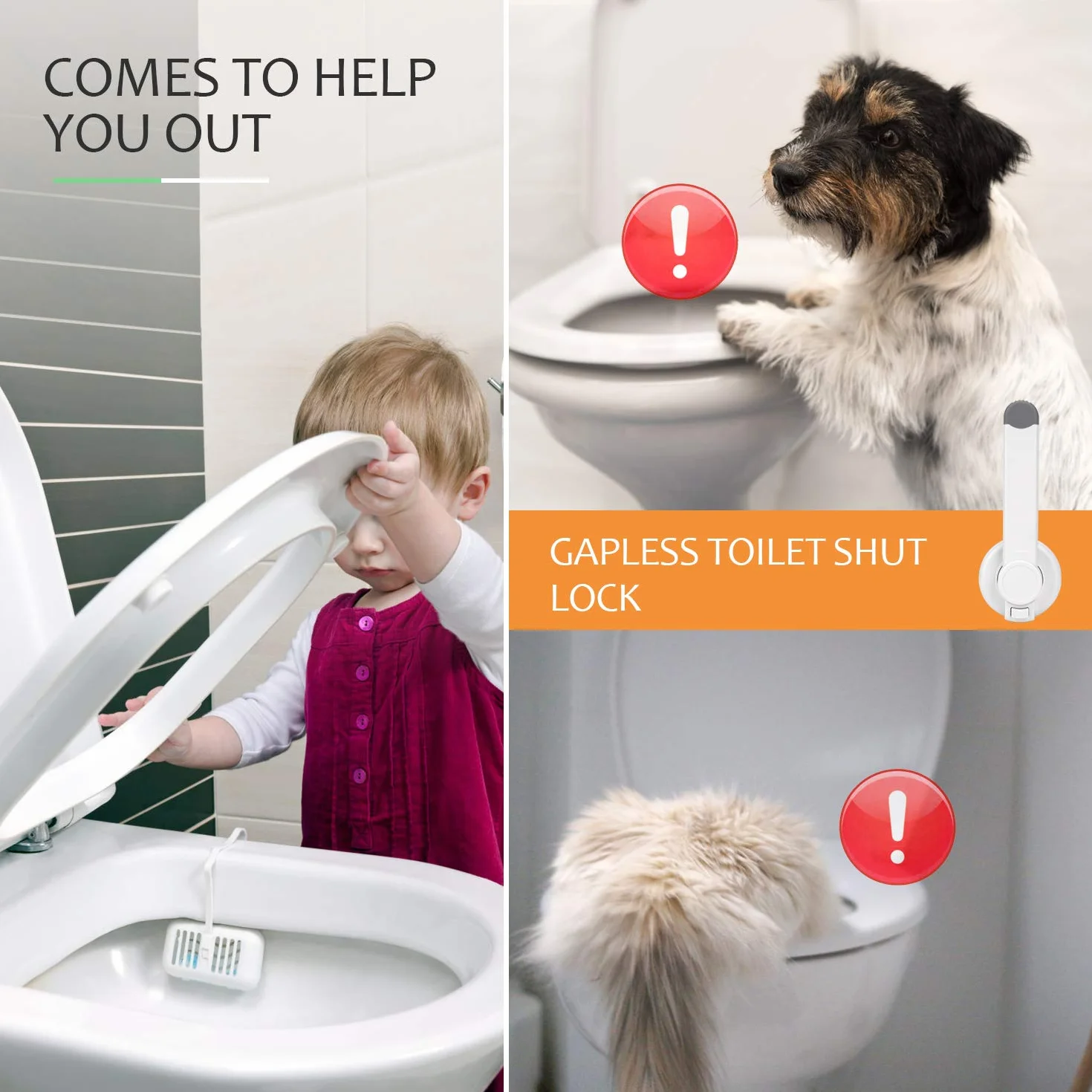 Verrou de Toilette pour Bébé Mécanisme de Palette Gapless Ajustement Universel Adhésif 3M