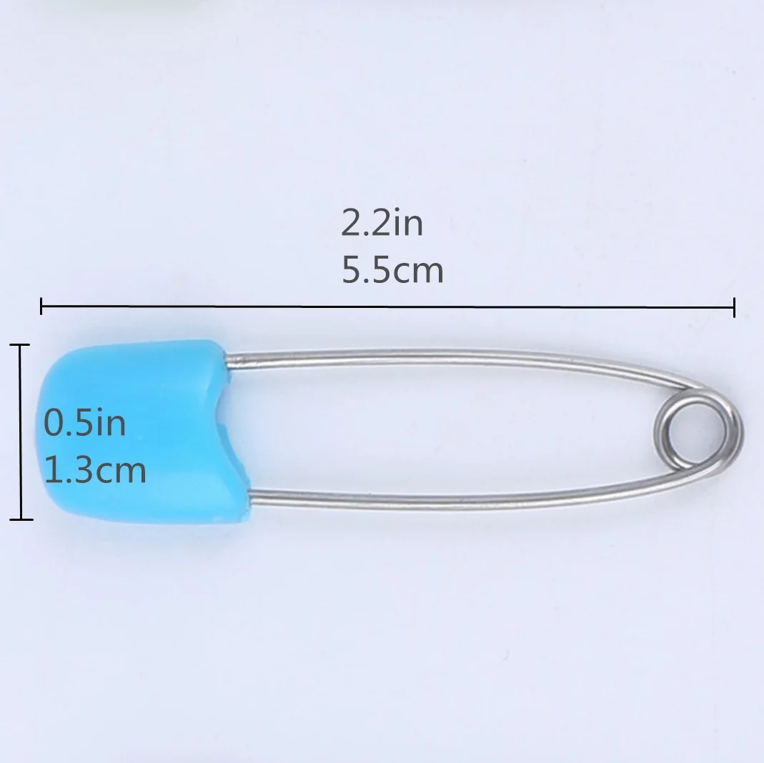 Hicat Lot de 20 épingles de Nourrice en acier inoxydable avec tête en plastique coloré, clip de sécurité pour bébé enfant