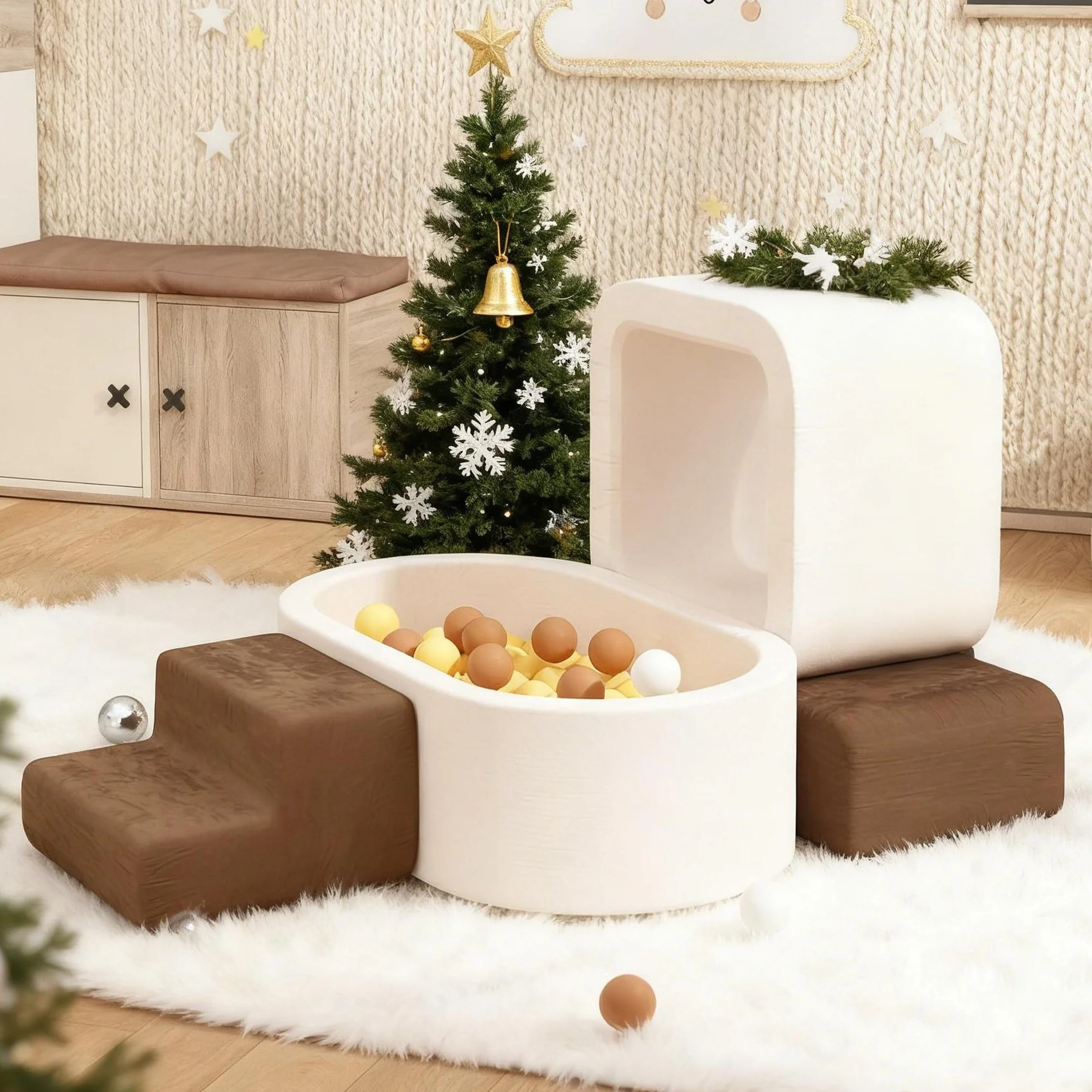 BanaSuper Blocs Mousse Éducatifs Modulables | Jeu de Motricité Intérieure pour Enfants Certifiée EN71 | Blocs à Grimper en Mousse avec Piscine à Balles (Pas de Ballon) | Bassin à Balles en Mousse