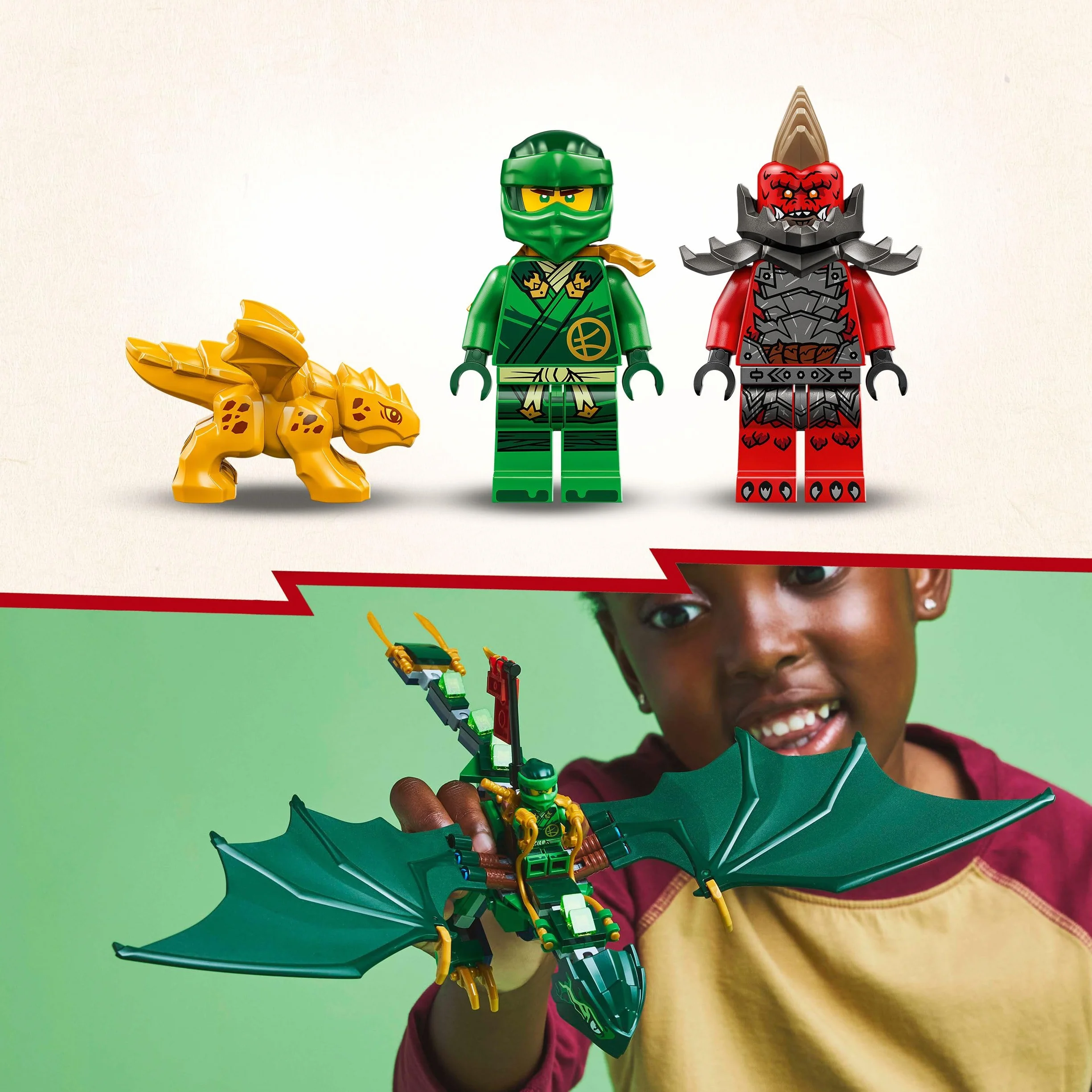 LEGO Ninjago Dragon Vert de la Forêt de Lloyd 71829 Jouet de Construction avec 2 Minifigurines et Dragon Articulé