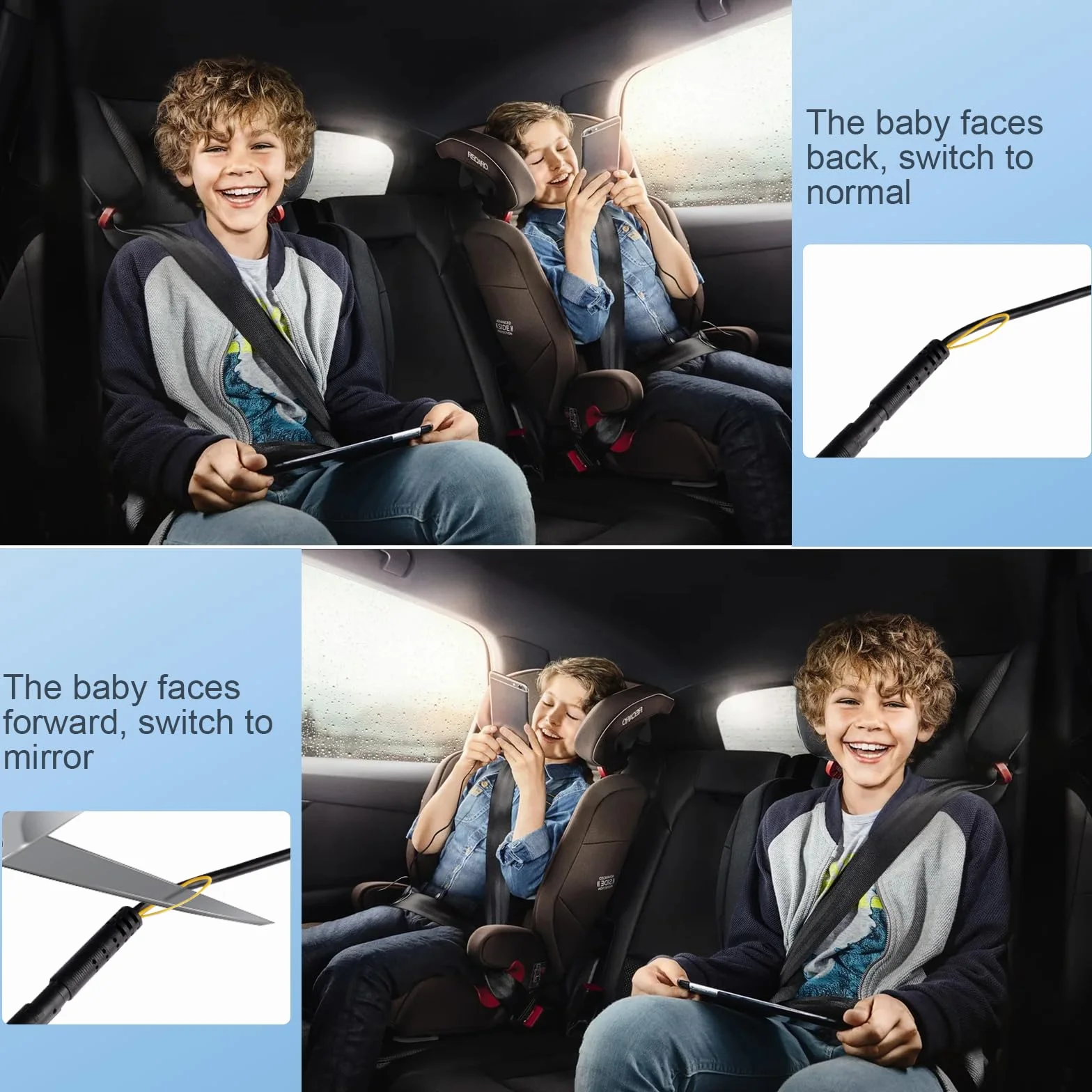Caméra de Voiture pour Bébé 5" 1080P Vision Nocturne 170° Large Vision Moniteur Retroviseur