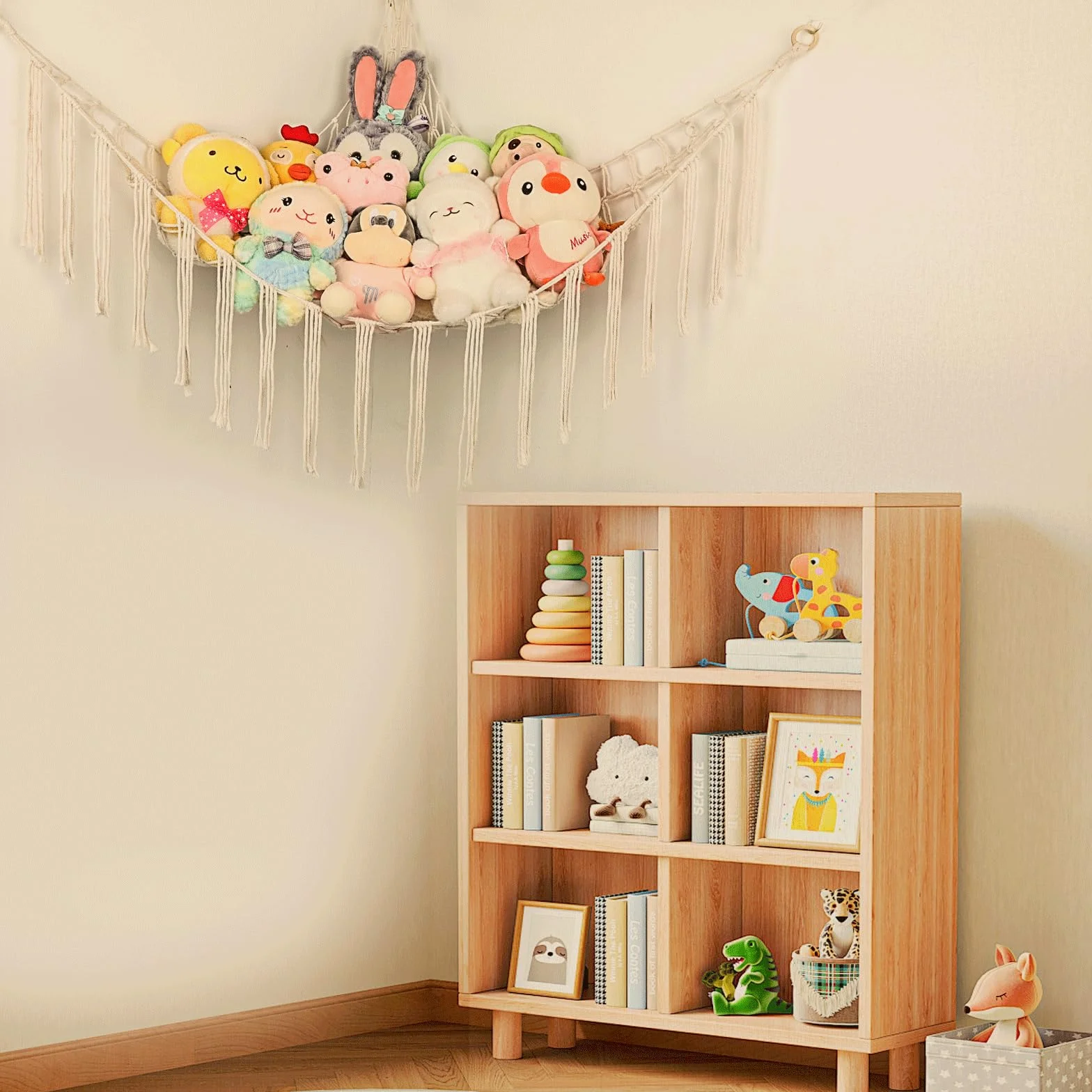Hamac en macramé 140 cm bohème pour animaux de compagnie avec crochets blanc