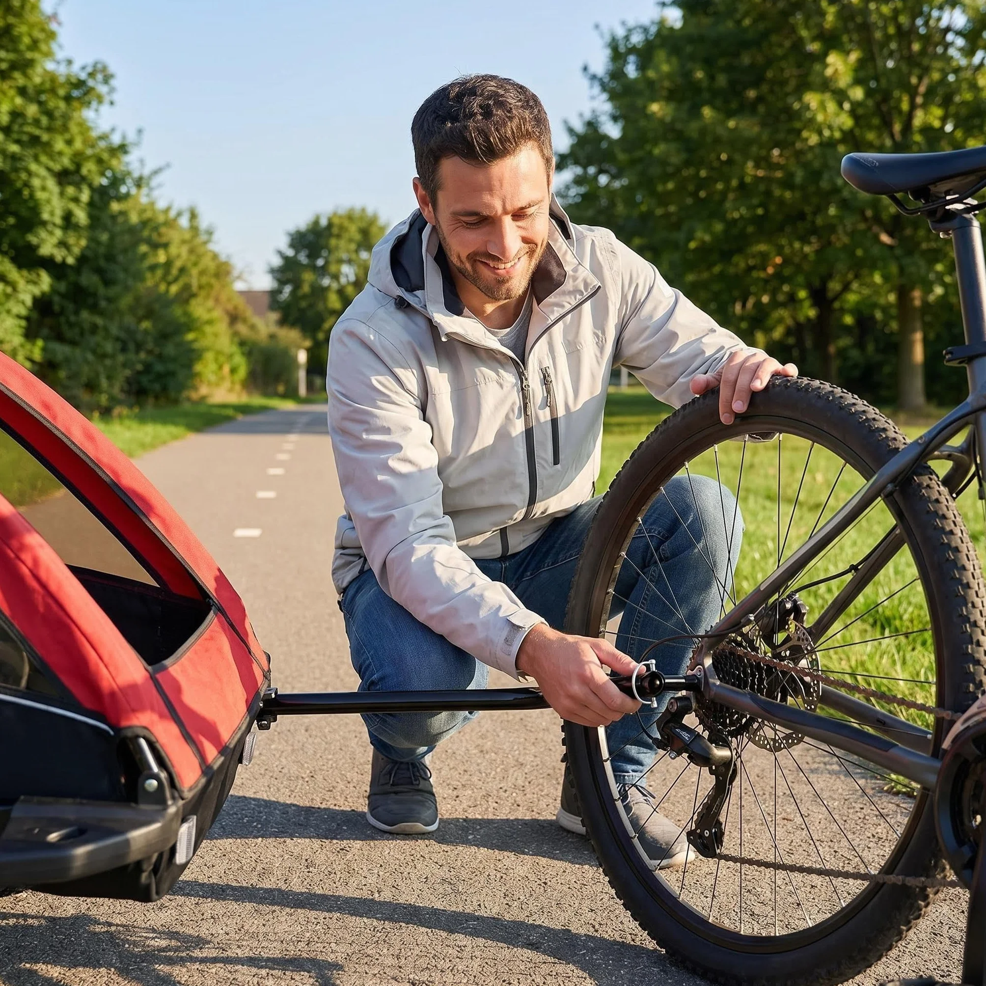Attache Remorque Vélo avec Goupille de Sécurité, Fixation Acier Alliage pour Remorque Enfant Chien