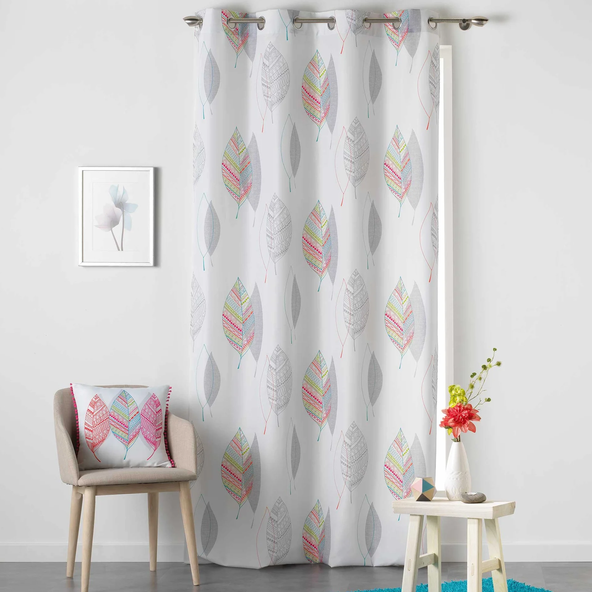 Belinda Rideau à Oeillets 140 x 260 cm Polyester Imprimé Multicolore