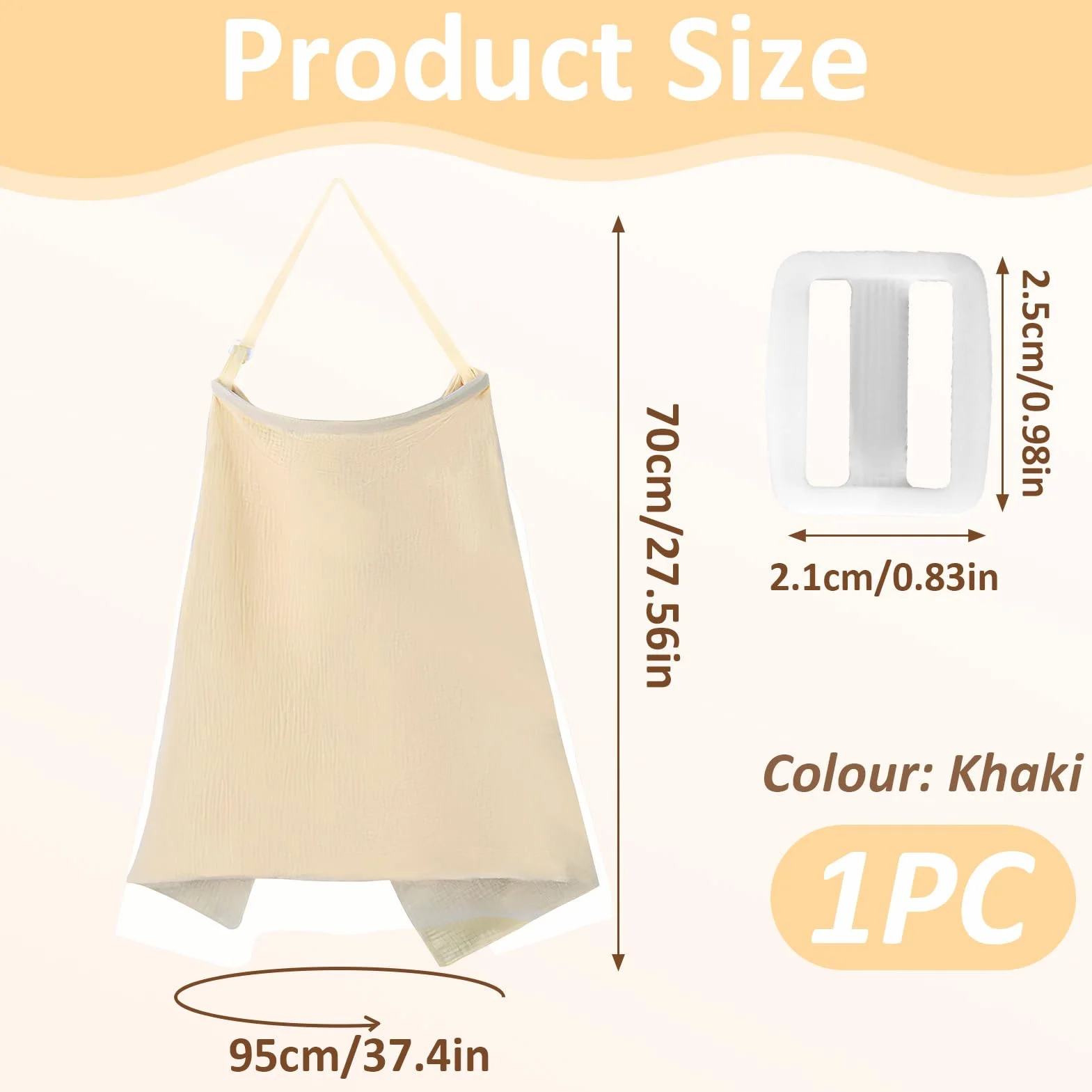 Couverture d'Allaitement Multifonction Mousseline Coton 75x95 cm Protection Intimité 360° Khaki