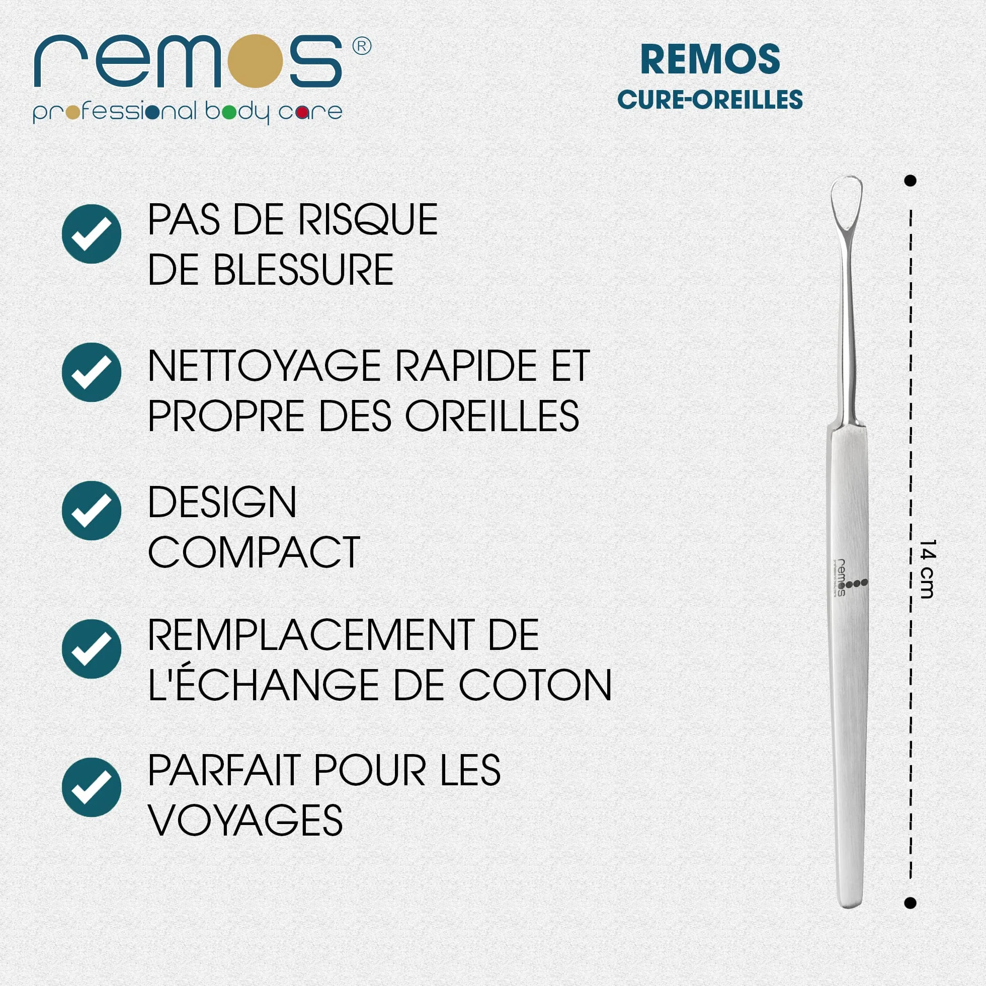 REMOS Cure-oreilles en acier inoxydable 14 cm satin