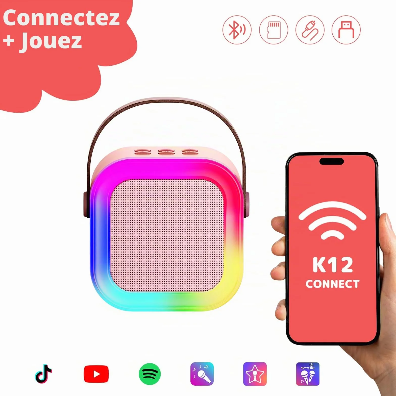 Fede Micro Karaoke Enfants avec 2 Micros sans Fil, Cadeau Fille 4-12 Ans