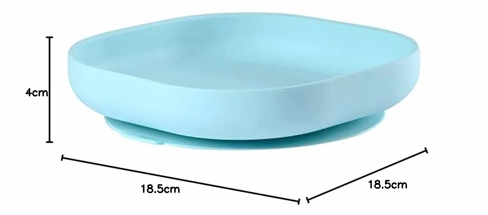 Assiette Ventouse BÉABA 100% Silicone, Bleu, Compatible Micro-onde