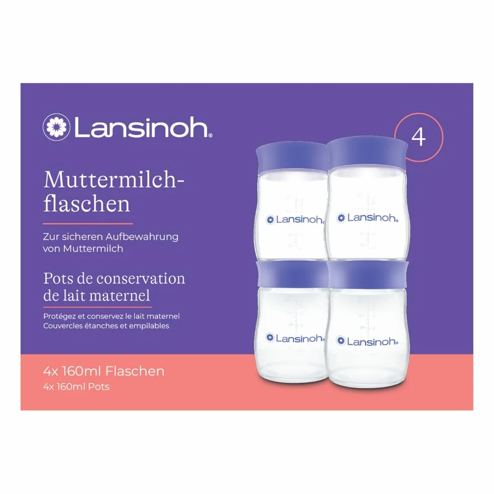 Lansinoh 4x160 Ml Pots de conservation du lait maternel