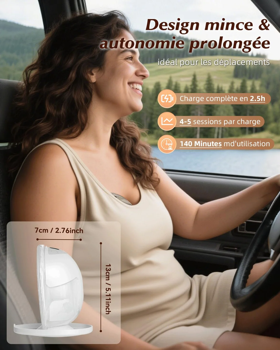 KISSBOBO K5 Tire-lait Électrique Mains Libres, 4 Modes 19 Niveaux, 280mmHg, Crème/2PCS