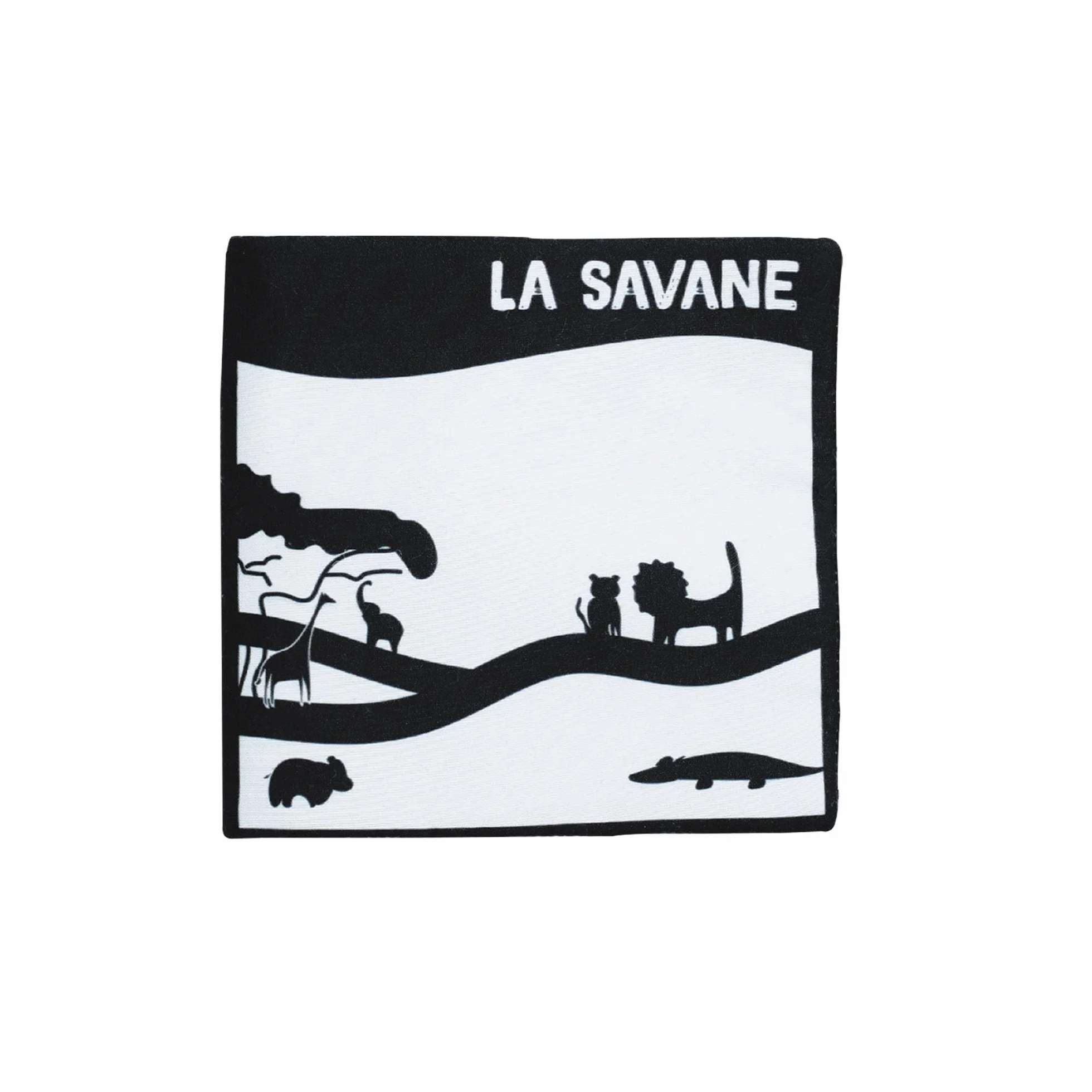 Livre d'éveil Noir et Blanc en Tissu pour bébé 15 cm x 15 cm
