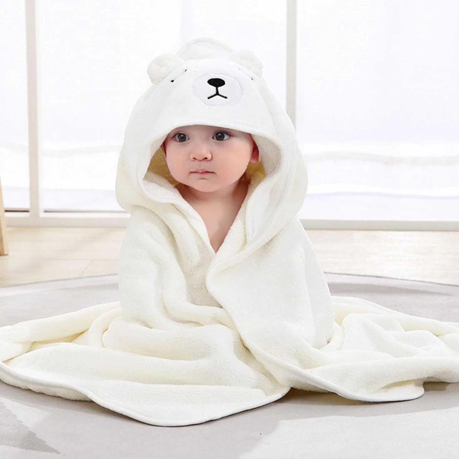 Serviette de Bain Bébé Capuche Extra Douce Absorbante Lot de 3 Cadeau Naissance