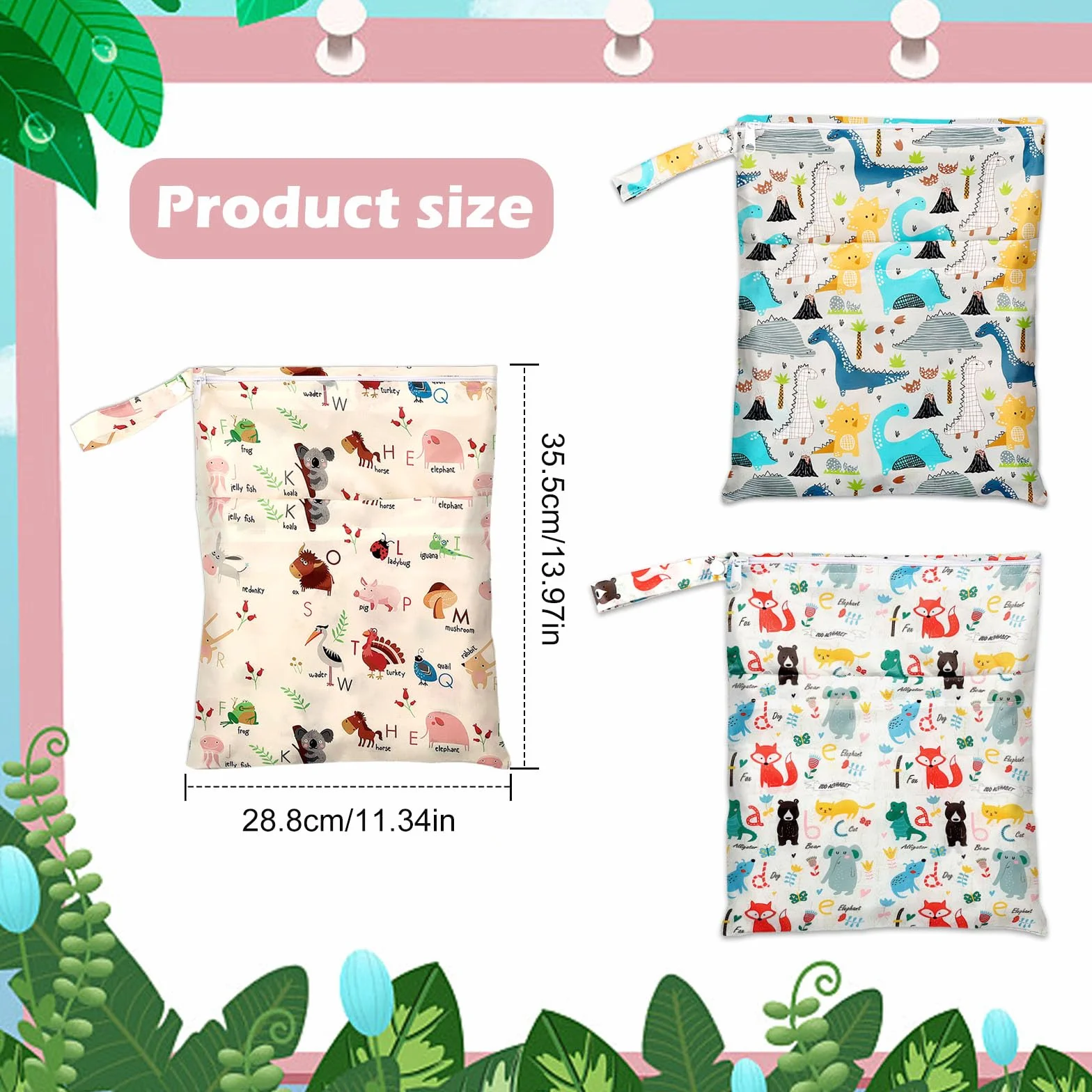 Lot de 3 sacs à couches étanches double fermeture éclair pour bébé voyages