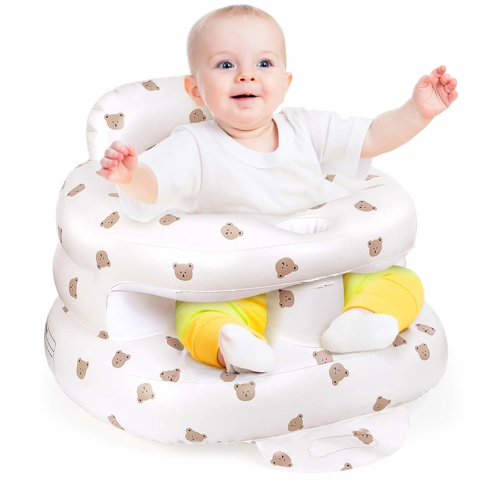 Siège Gonflable Bébé avec Pompe Intégrée Portable 3+ Mois Voyage Repas Camping