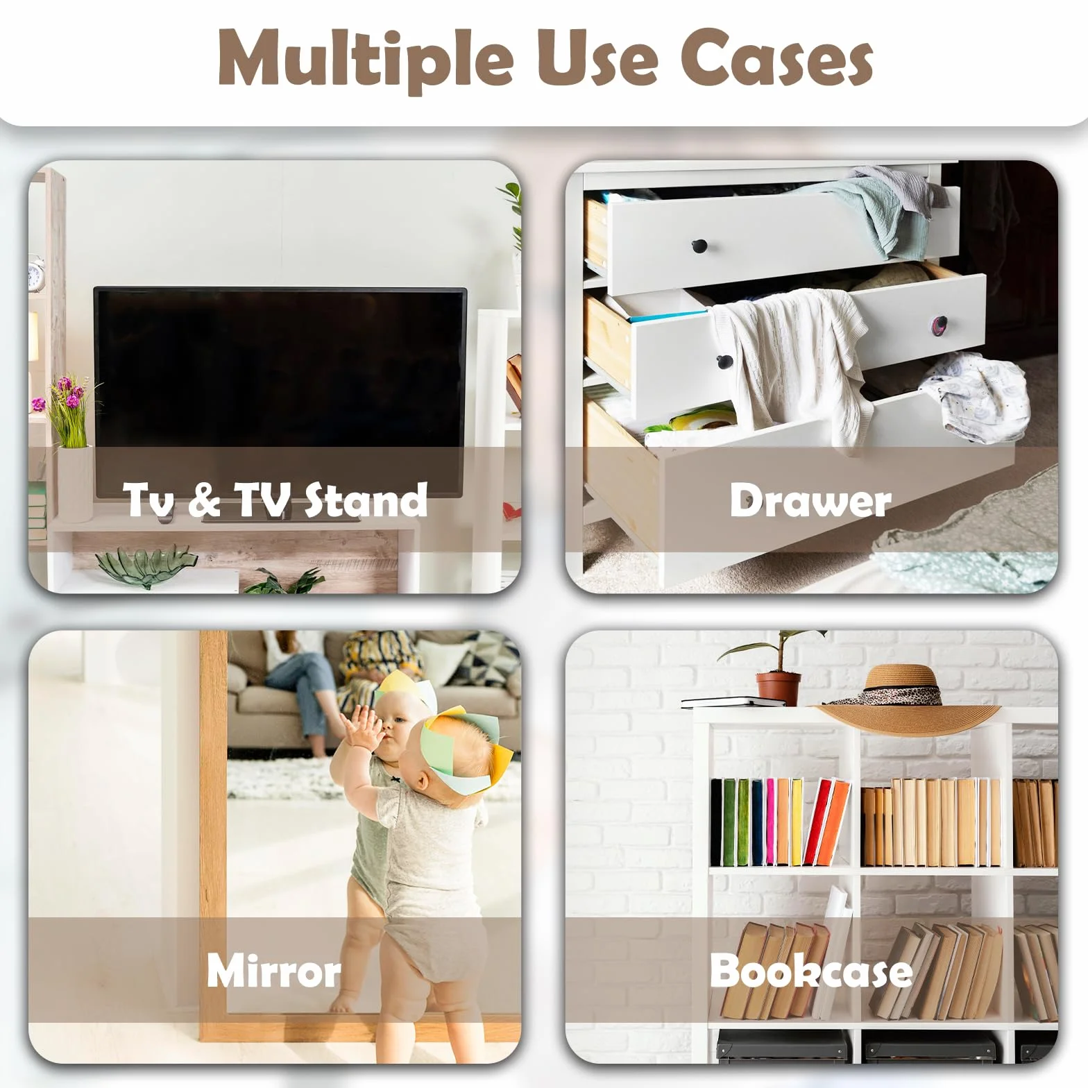 Joythink Sangle de sécurité anti-basculement pour TV et meubles, ancrage mural réglable, noir