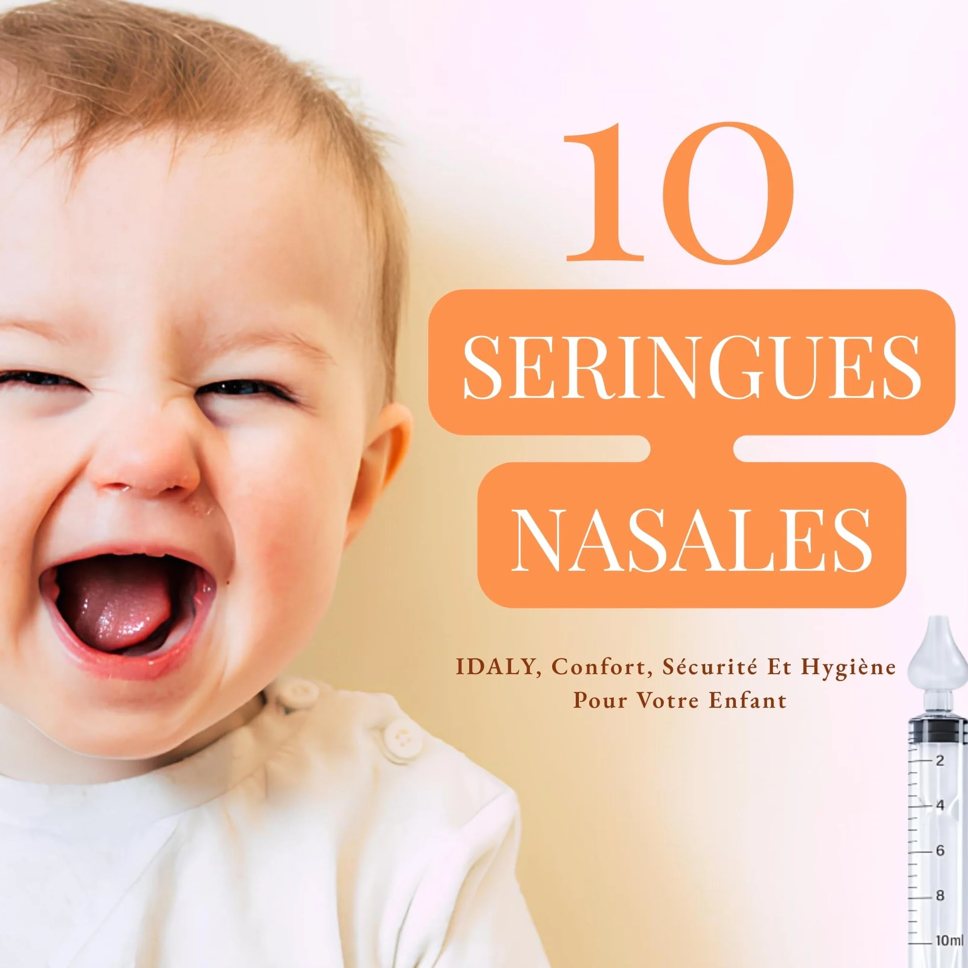 Mouche Bebe Seringue Nasale Bebe MEGA PACK 10 - Embout Silicone Souple Irrigateur Reutilisable