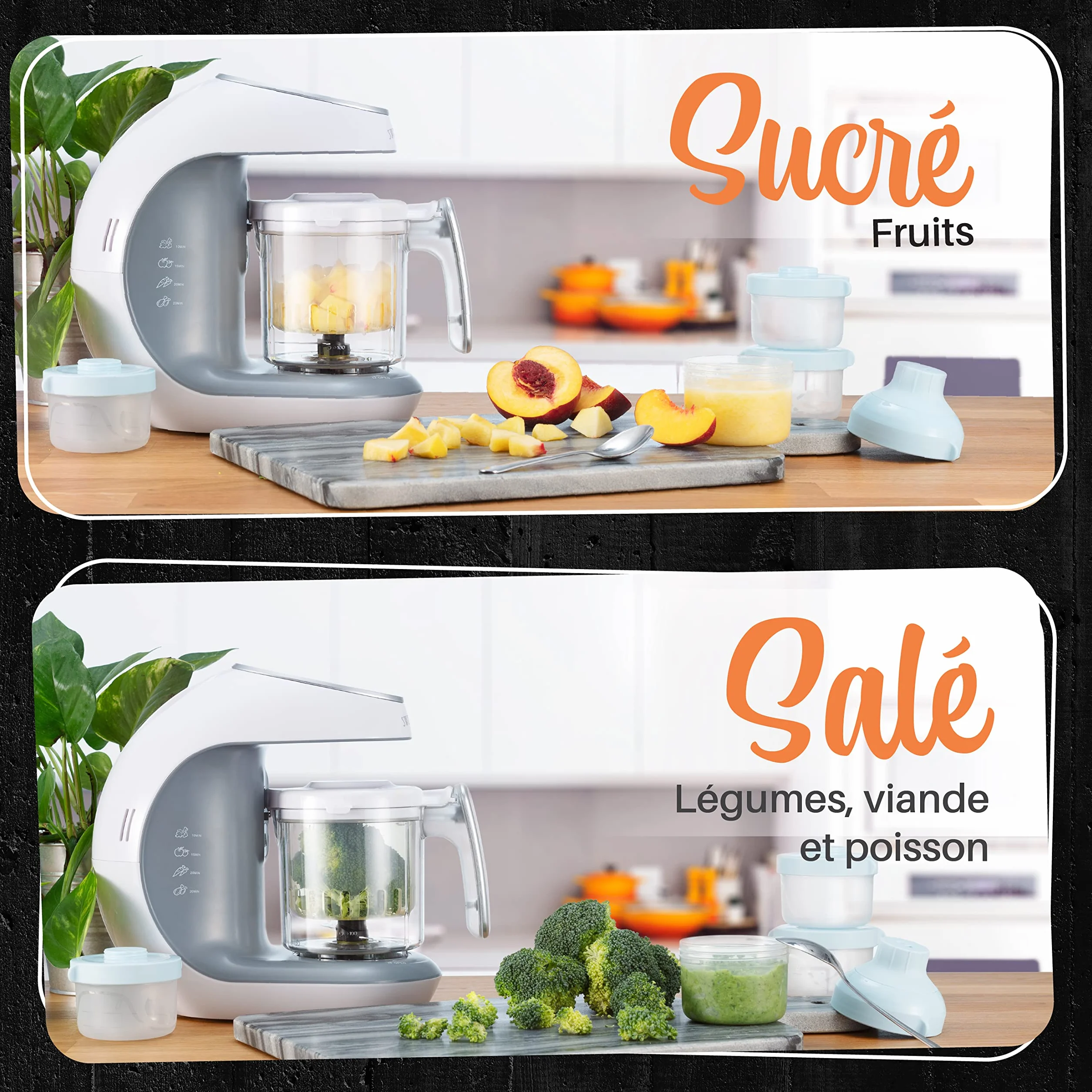 Sweety Fox Cuiseur Mixeur Multifonctions 7-en-1 pour Bébé - Vapeur, Mixeur, Nettoyage Automatique, Stérilise, Réchauffe, Décongèle