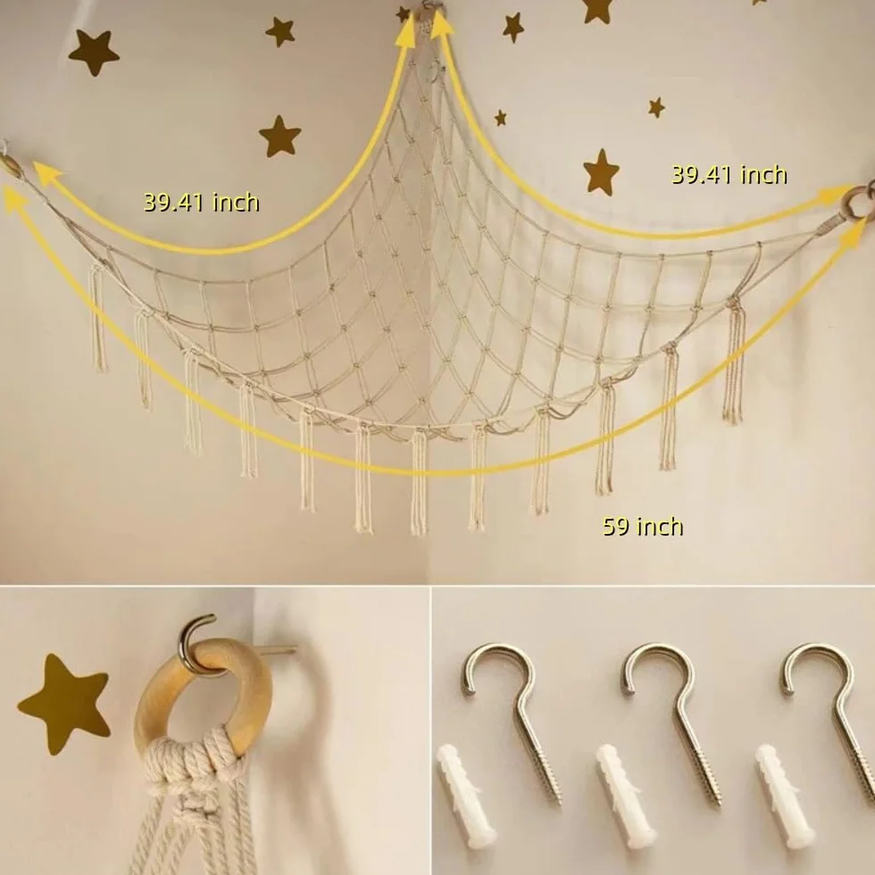 Hamac de Rangement pour Peluches, Sac en Filet Suspendu pour Jouets