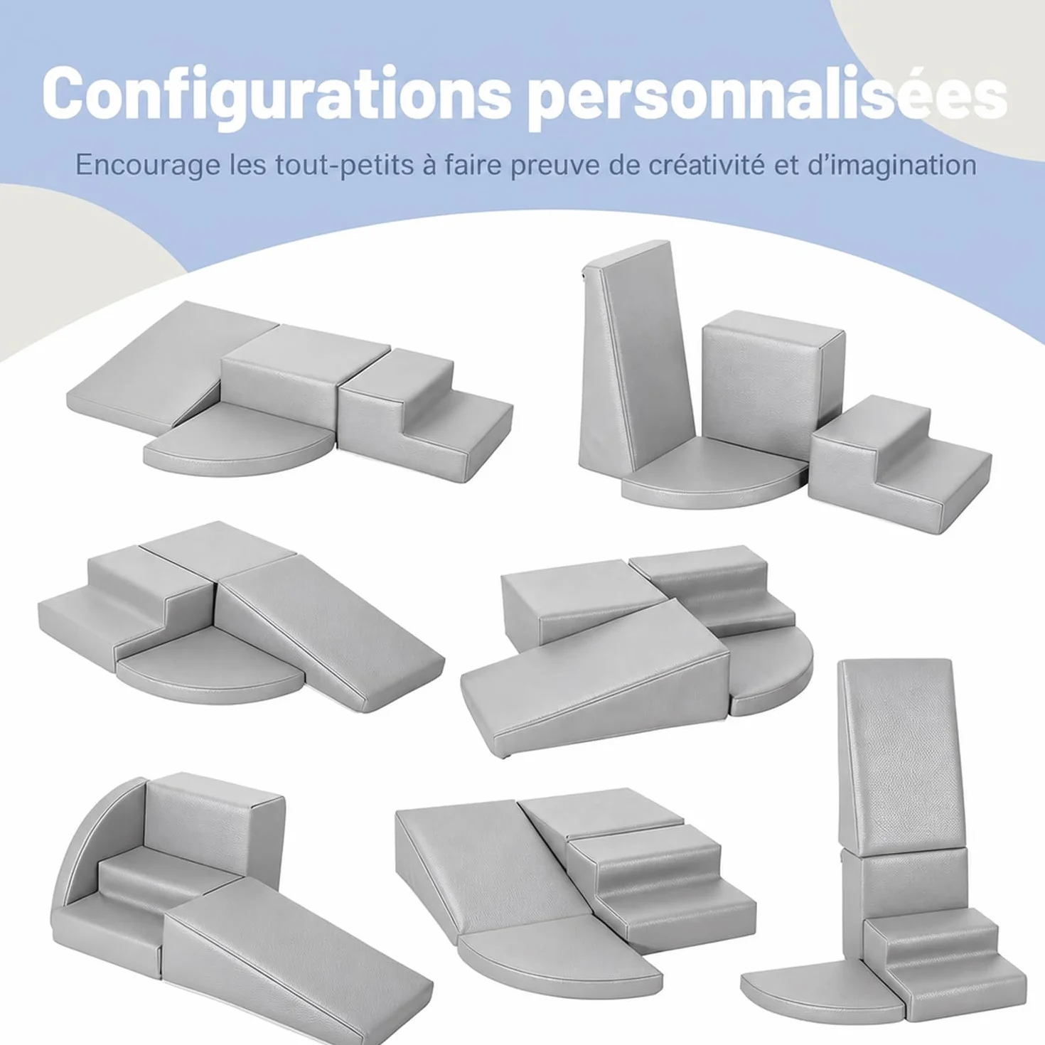 JungleDove Blocs Mousse Éducatifs Motricité Enfant 4 Module Cuir PU Structure d'escalade Antidérapante