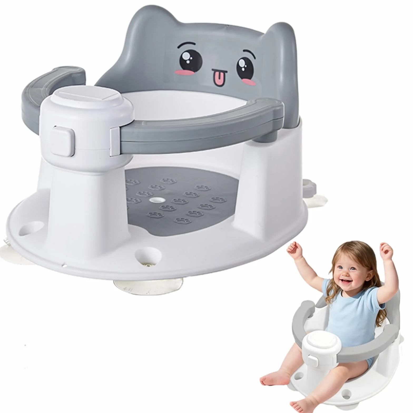 Siège de Bain Bébé avec 4 Ventouses Antidérapantes, Portable et Sécurisé pour Douche ou Baignoire