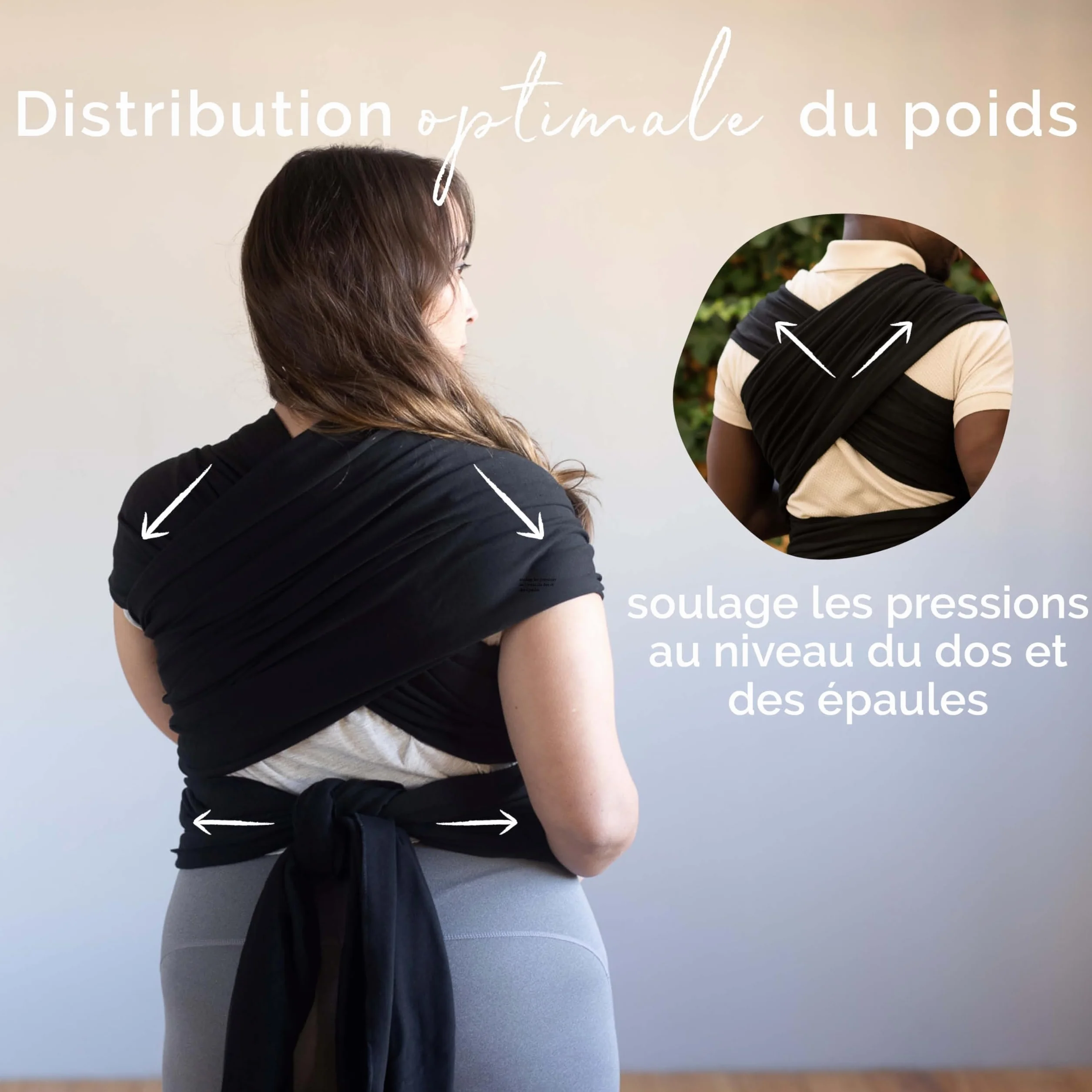 Boba Wrap Écharpe de Portage Originale Noire pour Bébés Jusqu'à 16 kg
