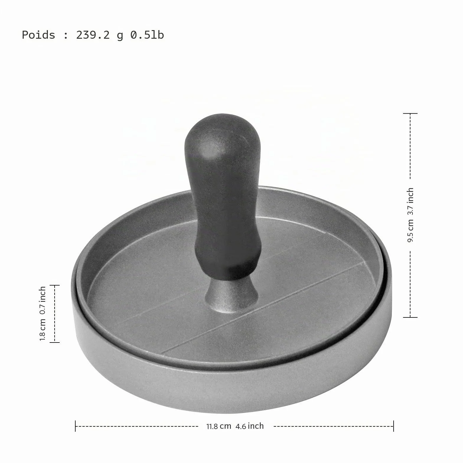 Asdirne Presse-hamburger acier inoxydable qualité alimentaire antiadhésif 11,5 cm avec feuilles papier
