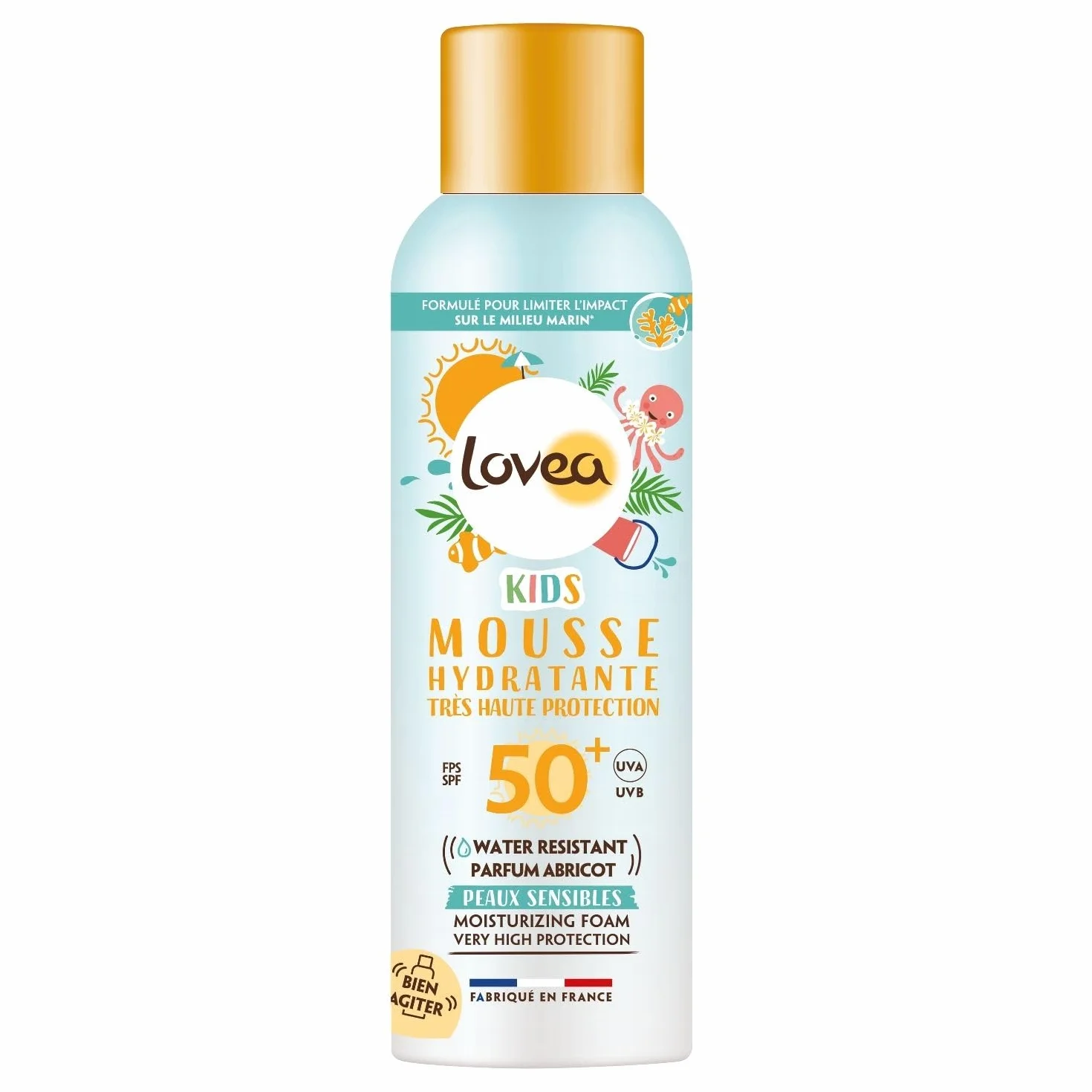 LOVEA Mousse Hydratante Kids FPS 50+ Très Haute Protection Solaire Visage & Corps 150 ml