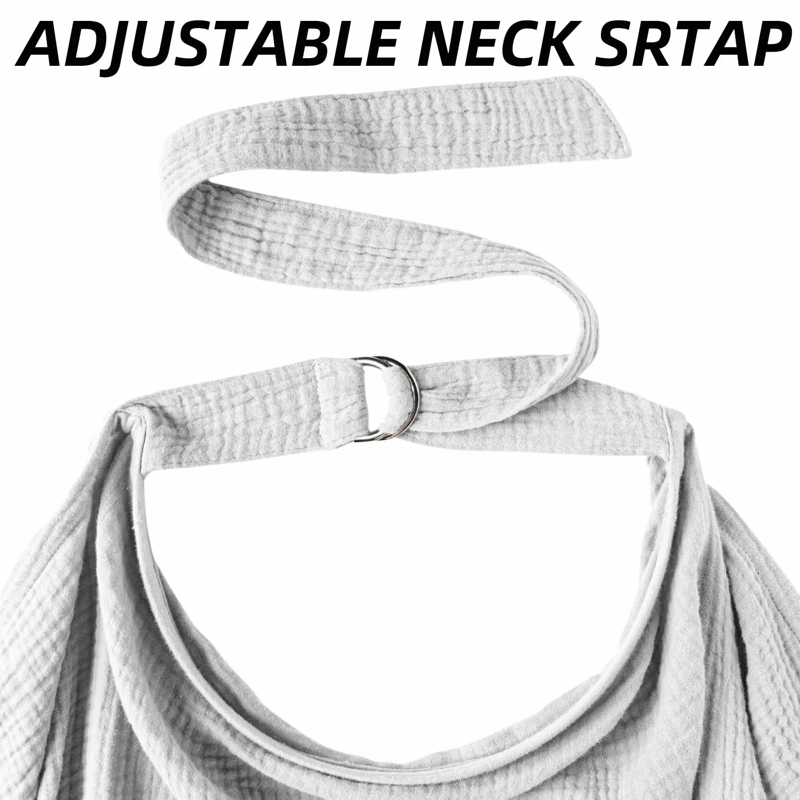 Housse d'allaitement en mousseline de coton avec sangle réglable, couverture légère pour extérieur (gris)